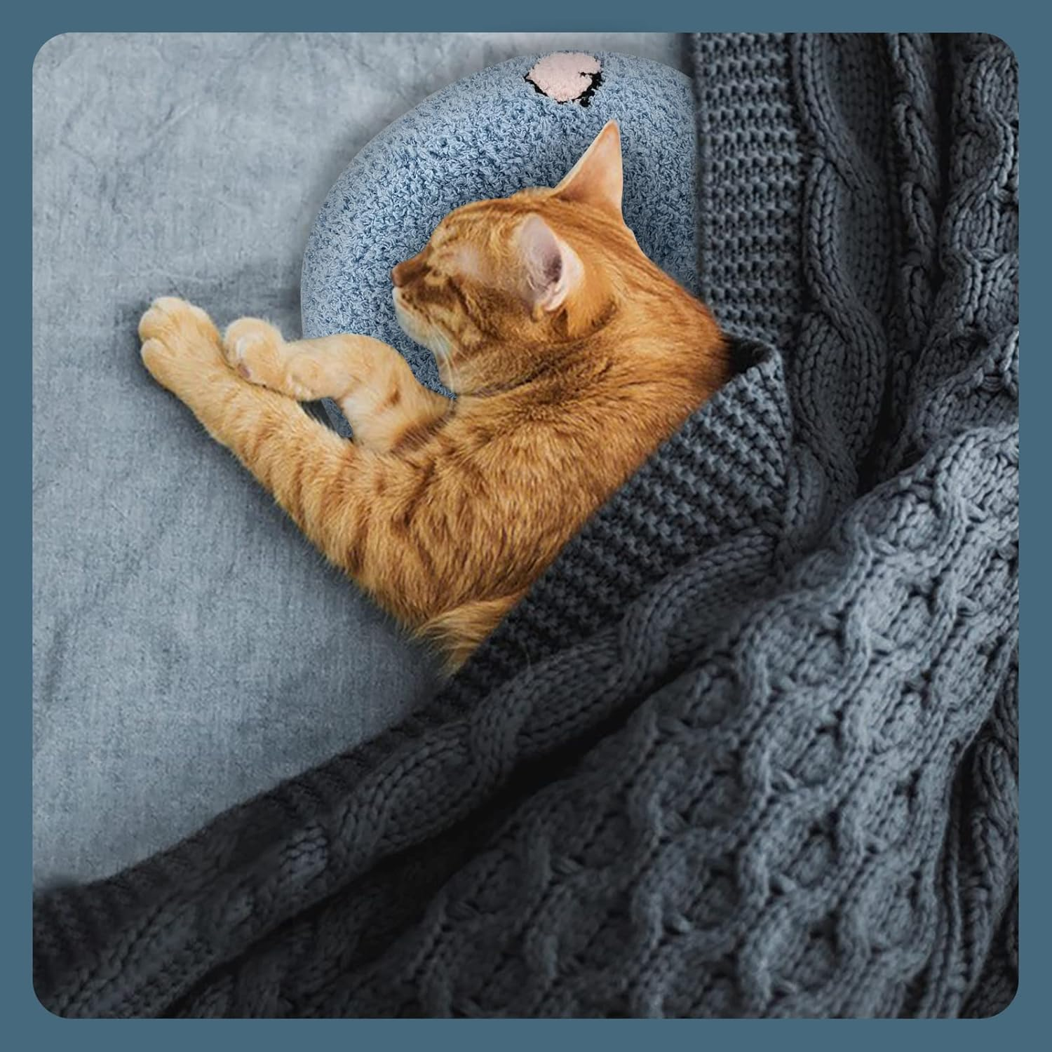 Andiker Pillows for Cat, U Shape Soft Fluffy Cat Pillow for Cat to Lay on Cat Bed Pillow Ultra Soft Pet Pillows for Cat Fluffy Cat Pillows for Indoor Cats and Puppies to Improve Sleep Quality(Blue)