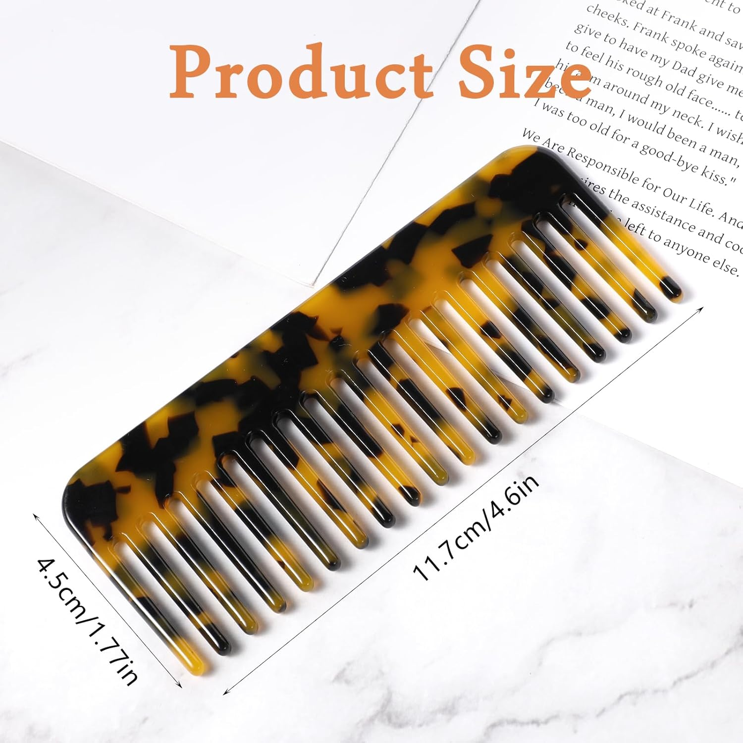 Xinjoduz 2 PCS Wide Tooth Comb, Large Cellulose Acetate French Hair Comb No Handle Beige Tortoise Shell Detangling Comb Leopard Print Design Shower Comb for Women Men Curly Wet Long Dry Hair Styling image number 2