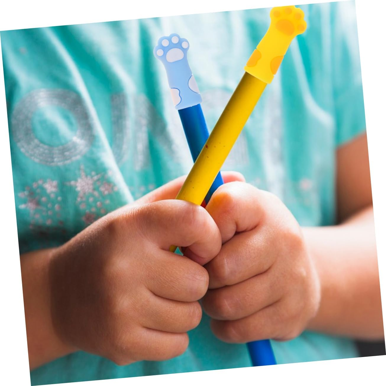 COHEALI 12 Pcs Wooden Pencil Tip Protectors, Cat Shaped Silicone Pencil Caps Toppers for School and Office image number 5