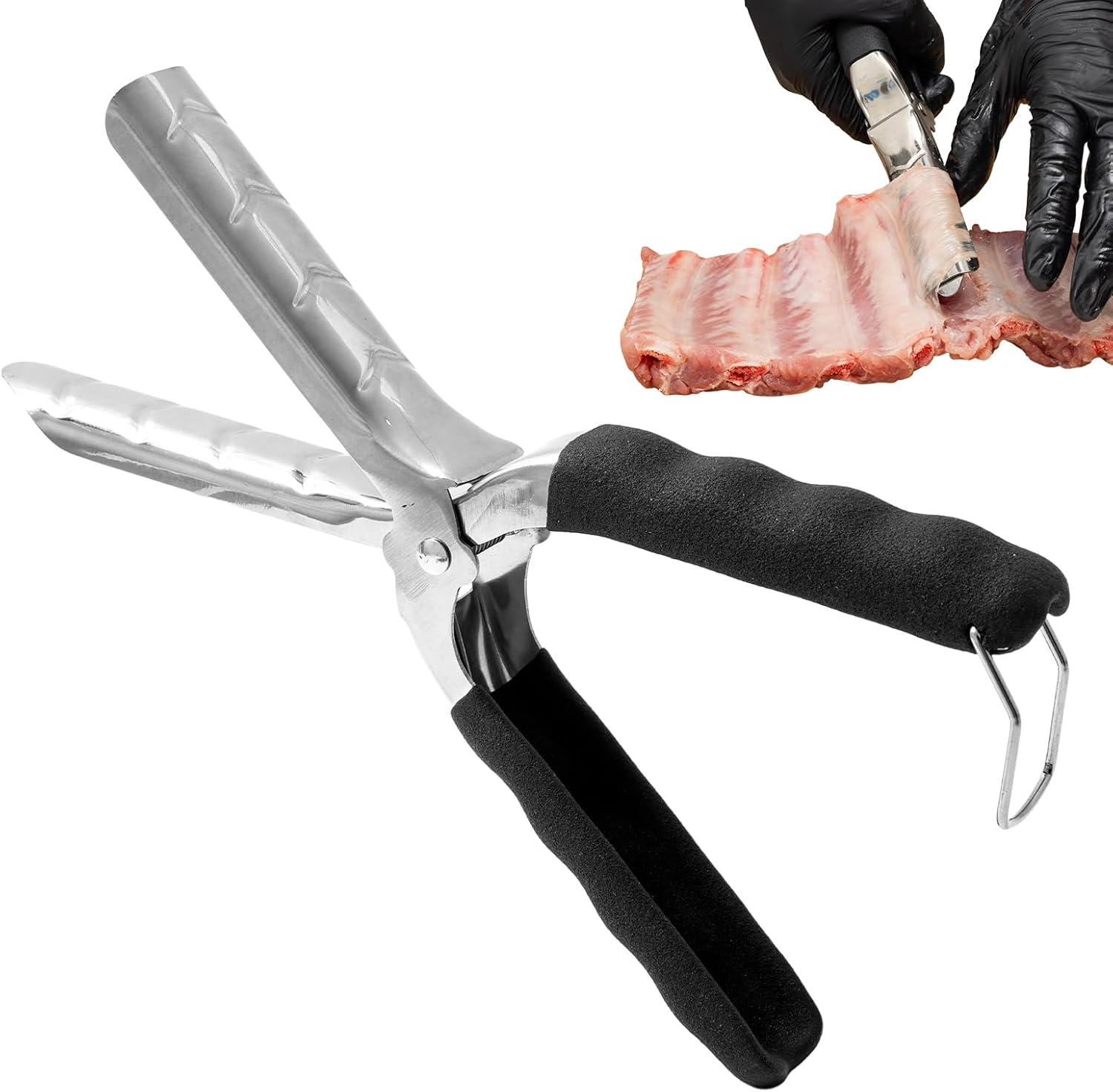 Rib Membrane Tool - BBQ Rib Membrane Remover Tool - Heavy-Duty Stainless Steel Kitchen Gadget for Home Meal Preparation Professionals Beginners Cooking Lovers image number 2
