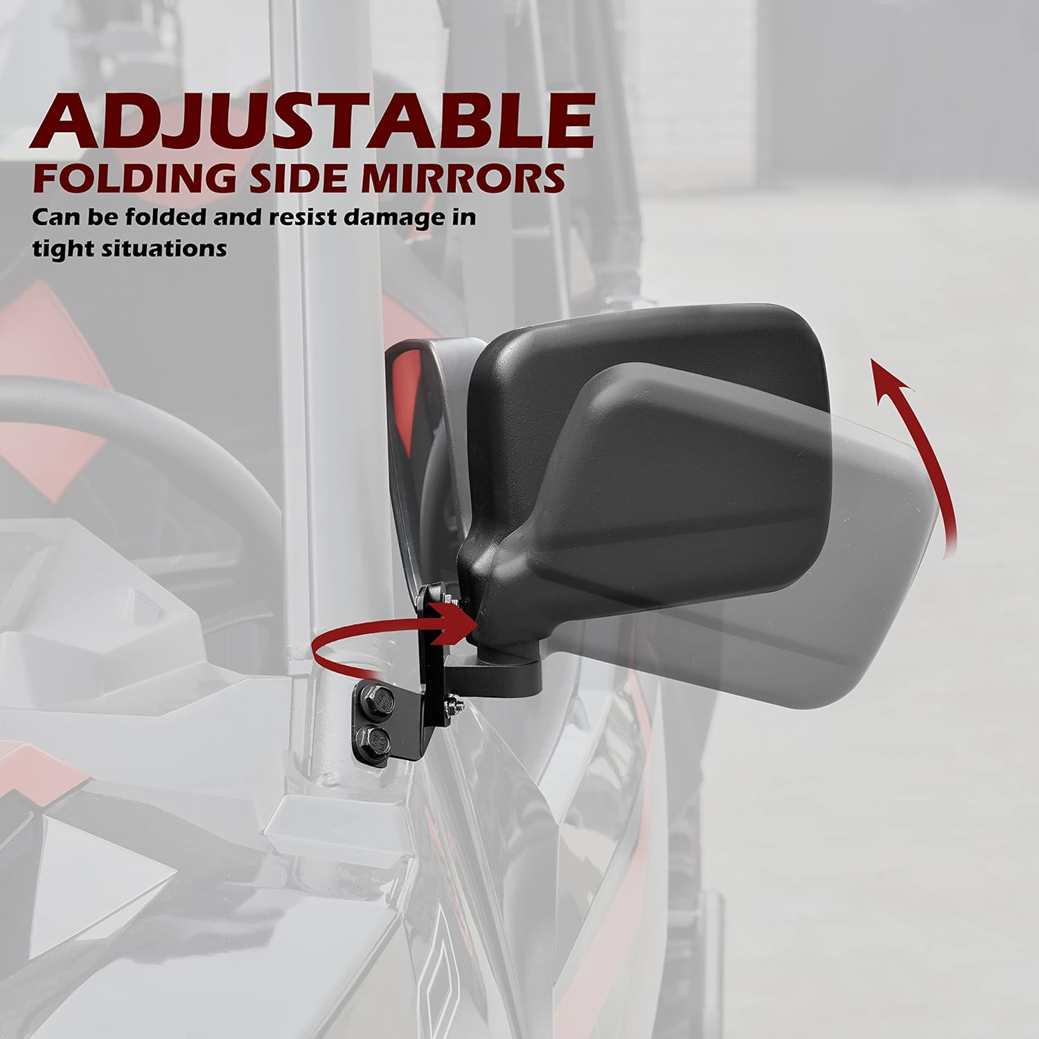 SAUTVS Adjustable Wider Rearview Side Mirrors for Polaris General XP 4 1000, Folding Clear Rear View Side Mirrors for Polaris General 1000/ 4 1000 / XP 1000 / XP 4 1000 2016-2023 Accessories(2Pcs) image number 3