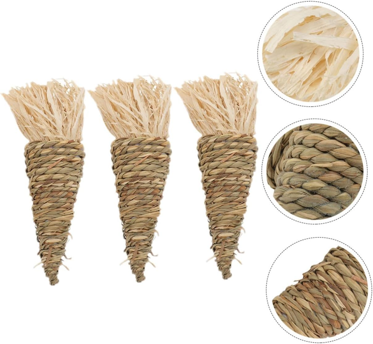 Levemolo 3Pcs Carrot Toy for Rabbit Guinea Pig Hamster Chewable Supply Hay for Bunny Enrichment Small Animal Molar Toy image number 1