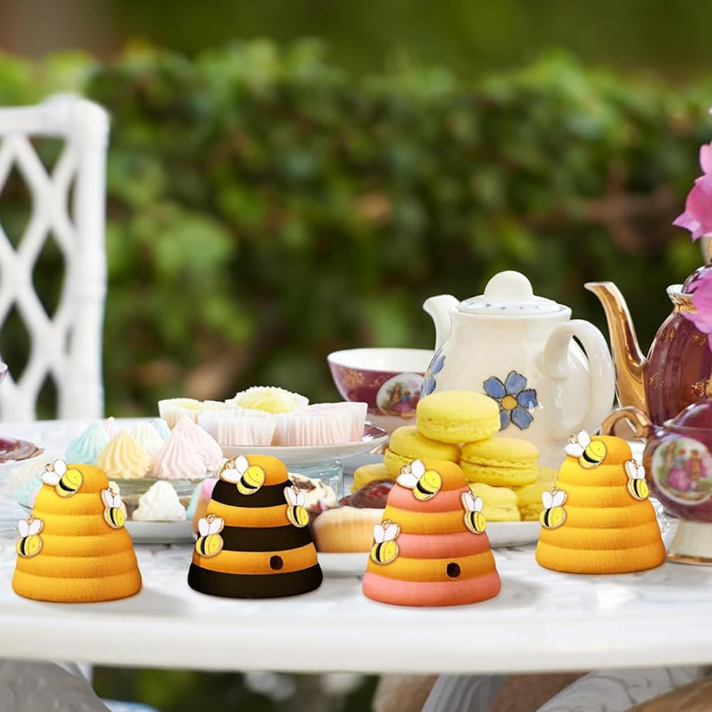 NYGHMY 10 Pcs Unfinished Wood Threaded Honeycombs, Wood Bee Hive Decor, Farmhouse Tiered Tray Decor, Mini Beehive Model Bee Garden Decorations for DIY Table Shelf Sitter Party Craft image number 1