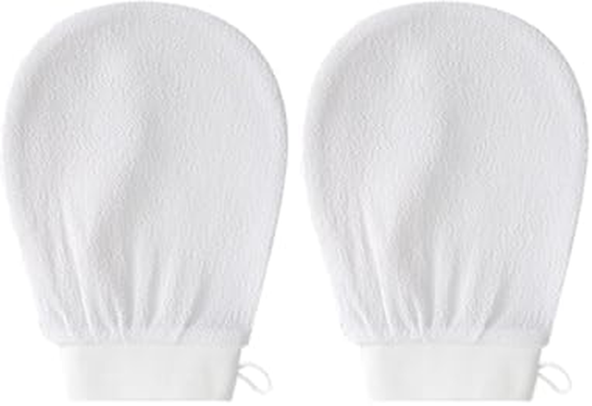 2Pc Ultra Thin Version Exfoliating Glove-Remove Unnecessary Dead Skin and Exfoliator（White） image number 3