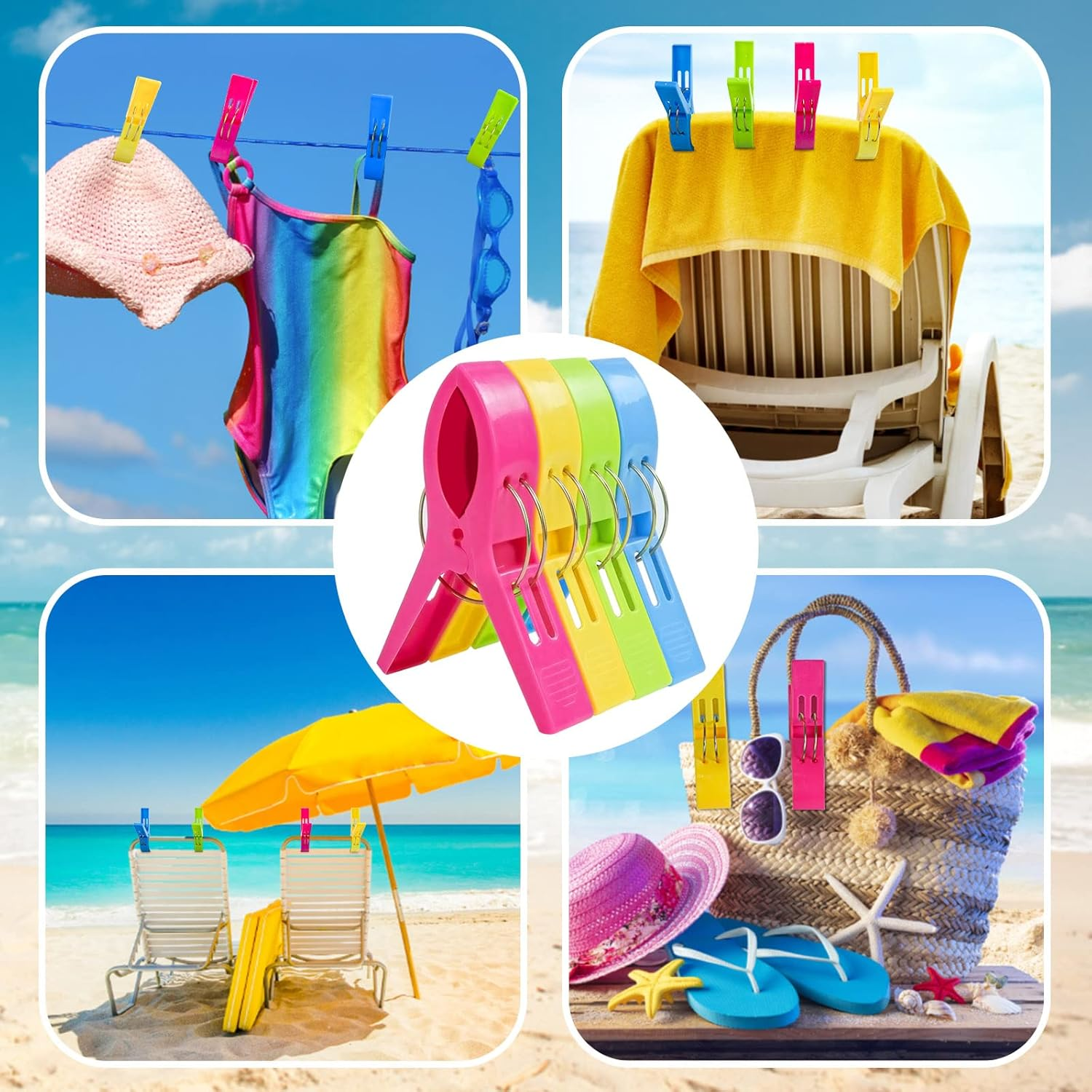 Beach Chair Towel Clips-Cruise Essentials, Pool Chair Clips Large Hanging Clip Clamps Beach Towel Holder Clothes Pegs to Keep Your Towel from Blowing Away, Vacation Beach Must Have (8 Pack) image number 5