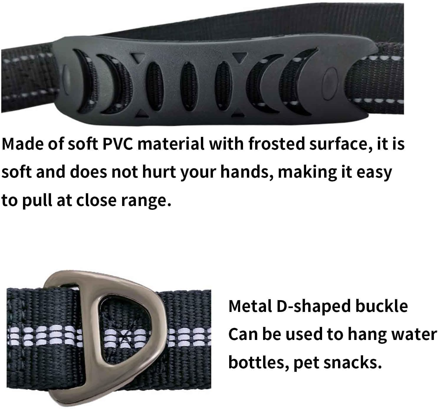 Rope Harnesses Dog Lead Dog Leads for Large Dogs for Medium Dogs Dog Leash Small Drawstring Hook and Loop Padded Double Handles Elasticity Reflective Strips 135CM (2.5X135Cm,Orange) - Black image number 4