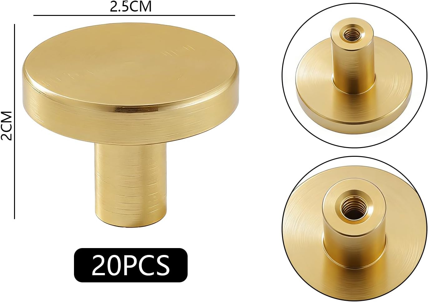 Luzcauwy 6 Pcs Drawer Knobs, Gold Drawer Handles, Easy to Install Cabinet Handles, round Furniture Knobs, Solid Durable Hardware Pulls, Modern Cupboard Handles for Kitchen Drawers Dresser Closet image number 1