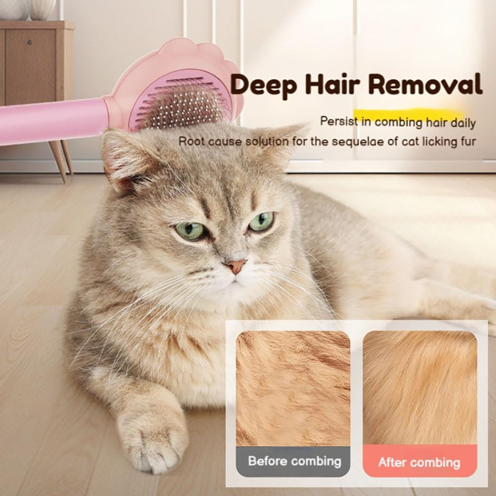 Self-Cleaning Spray Cat Brush for Shedding, Deshedding Dog Spray Brush with Water Spray & One-Click Hair Release for Long/Short Haired Animals (Pink) image number 6