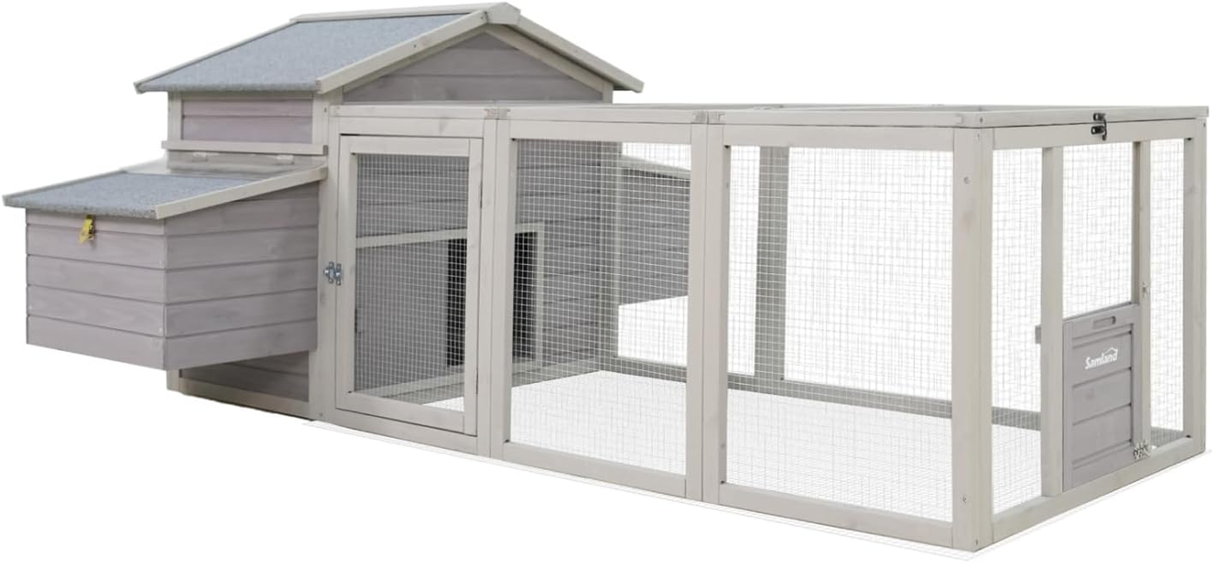 Samland Wooden Chicken Coop with Run, Outdoor Waterproof Hen House for Multiple Chickens, Durable Backyard Poultry