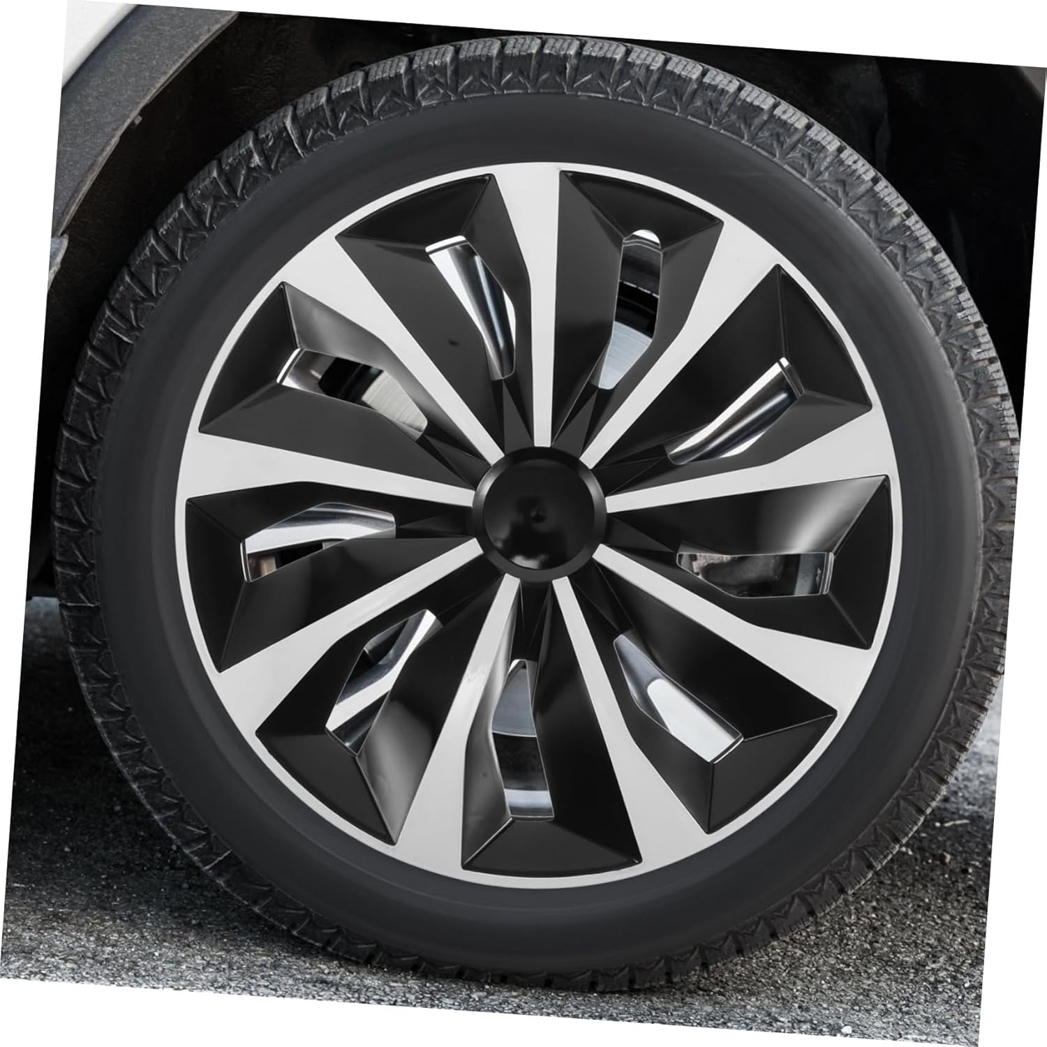 HOODANCOS Universal 15-Inch Wheel Hubcap Cover White Center Hub Cap for Cars Automotive Wheel Rim Cover Decorative Tire Hubcap Suitable for Vehicle Replacement image number 3