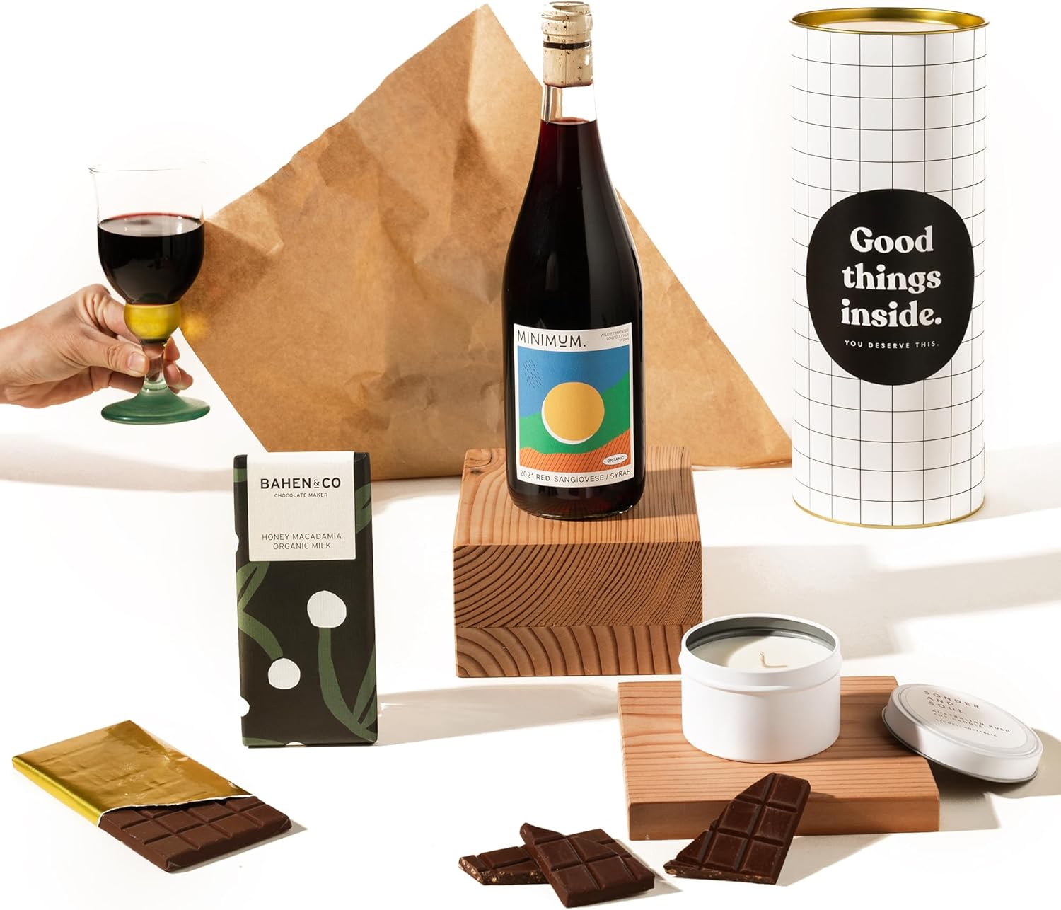 Gourmet Wine and Candle Gift Hamper | Chiller Charlie Gift Box by Good Day People | Premium Wine Selection with Bahen & Co. Chocolate, Travel Candle & Choice of Red, White, Ros&eacute;, Champagne, or Non-Alcoholic Sparkling &ndash; Great as for Birthday Gifts, for Anniversaries & Celebrations (White Wine)