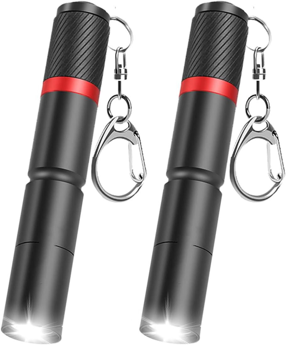 MODOAO Mini LED Keychain Flashlight, 2 Pack Pocket Size Torch with 3 Light Modes, Waterproof Ultra Bright Portable Key Chain Small Flash Light for Hiking, Camping, Hunting, Fishing image number 1