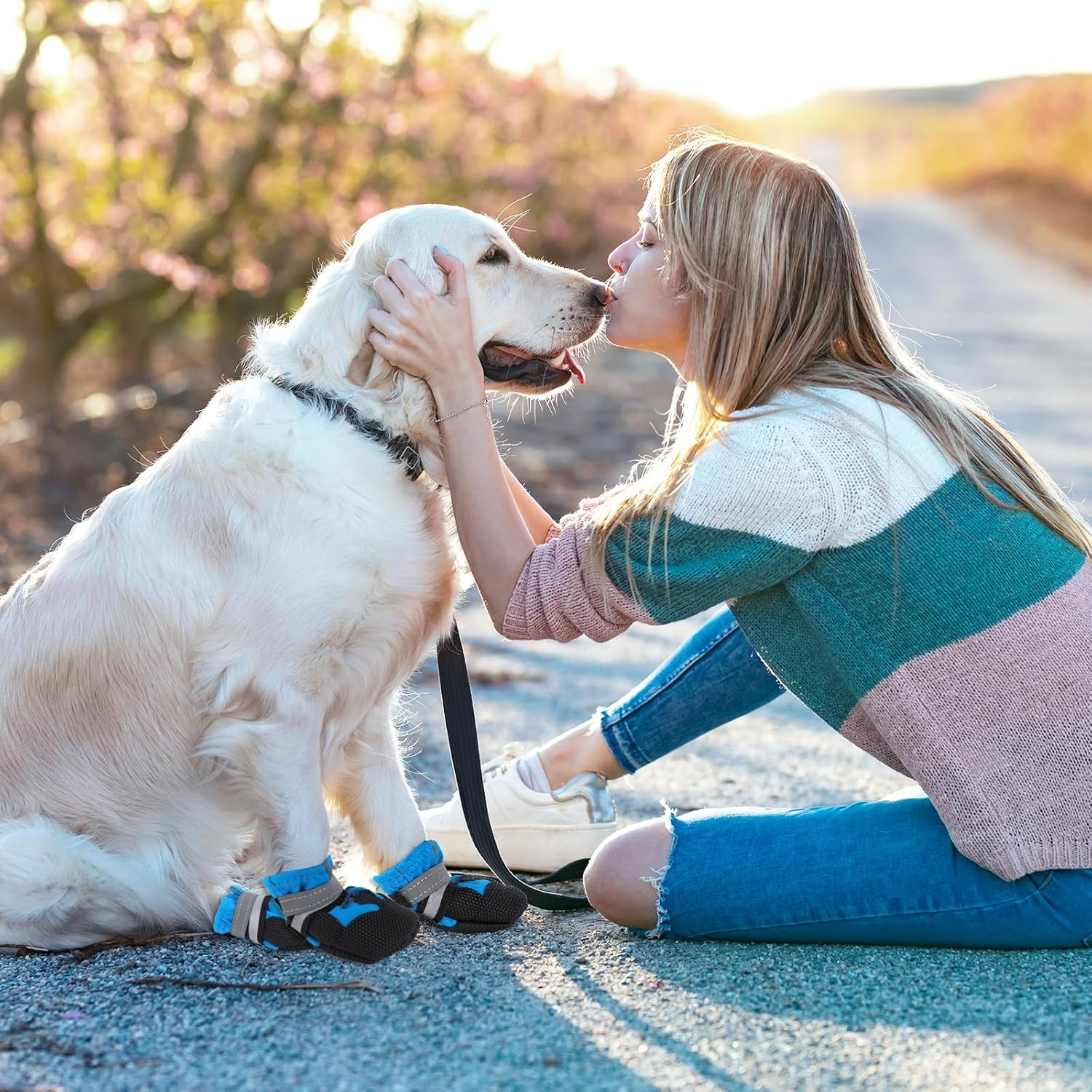 4 PCS Dog Boots Paw Protector,Waterproof Dog Shoes with Reflective Straps,Adjustable Washable Non-Slip Dog Shoes,Dog Boots for Injured Paws, Outdoor Walking Boots for Small Medium Large Dogs (XXL) image number 1