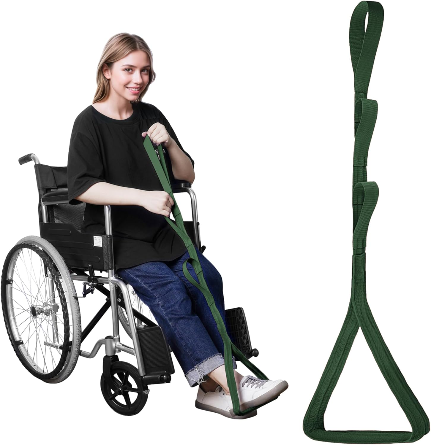 42&ldquo; Long Leg Lifter Assist,Large Rigid Foot Loop &Sturdy Multiple Handles for Limited Mobility, Knee, or Hip Replacement Surgery (Blue)