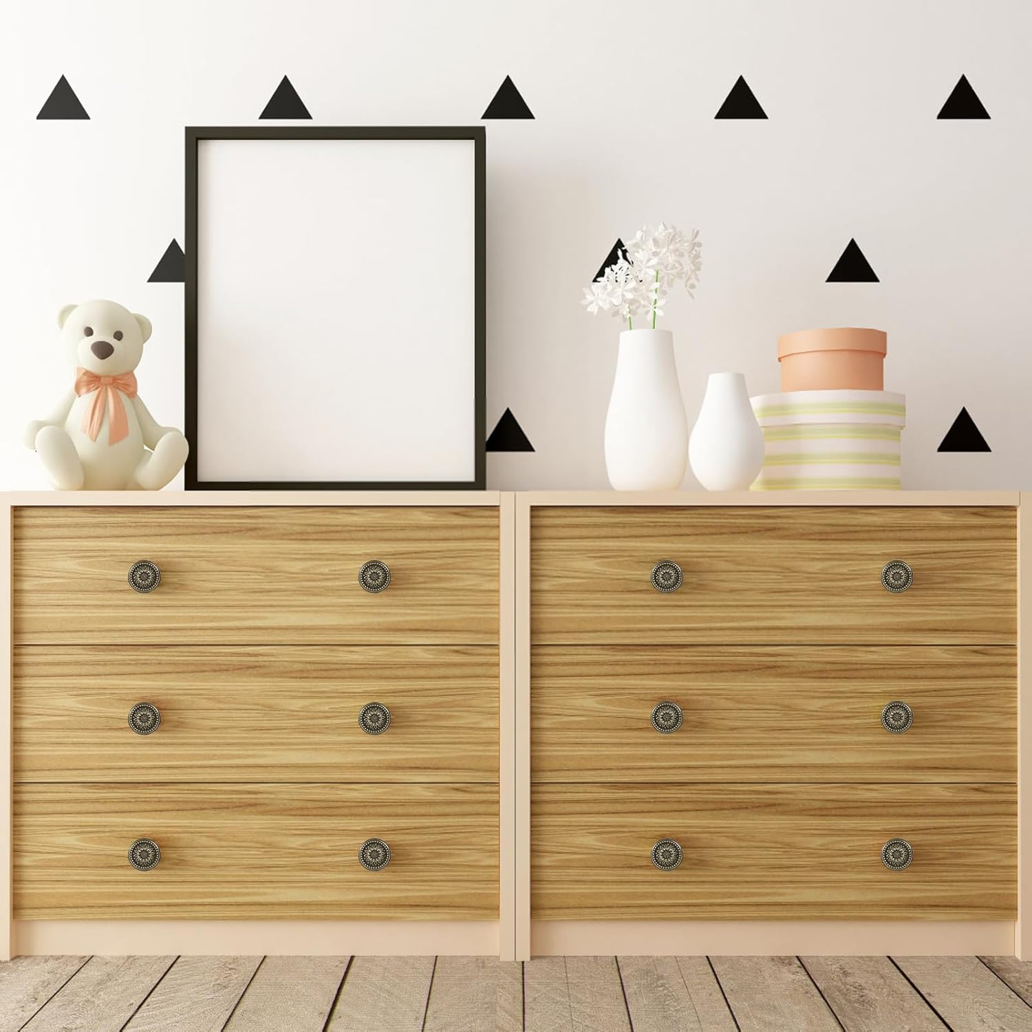 Zcrprn Drawer Knobs, 10 PCS Antique Brass Kitchen Cupboard Handles, Vintage Floral Pattern Drawer Handles, Cabinet Knobs for Chest of Drawers, Furniture Cabinets, Dressers, Wardrobe Doors image number 4