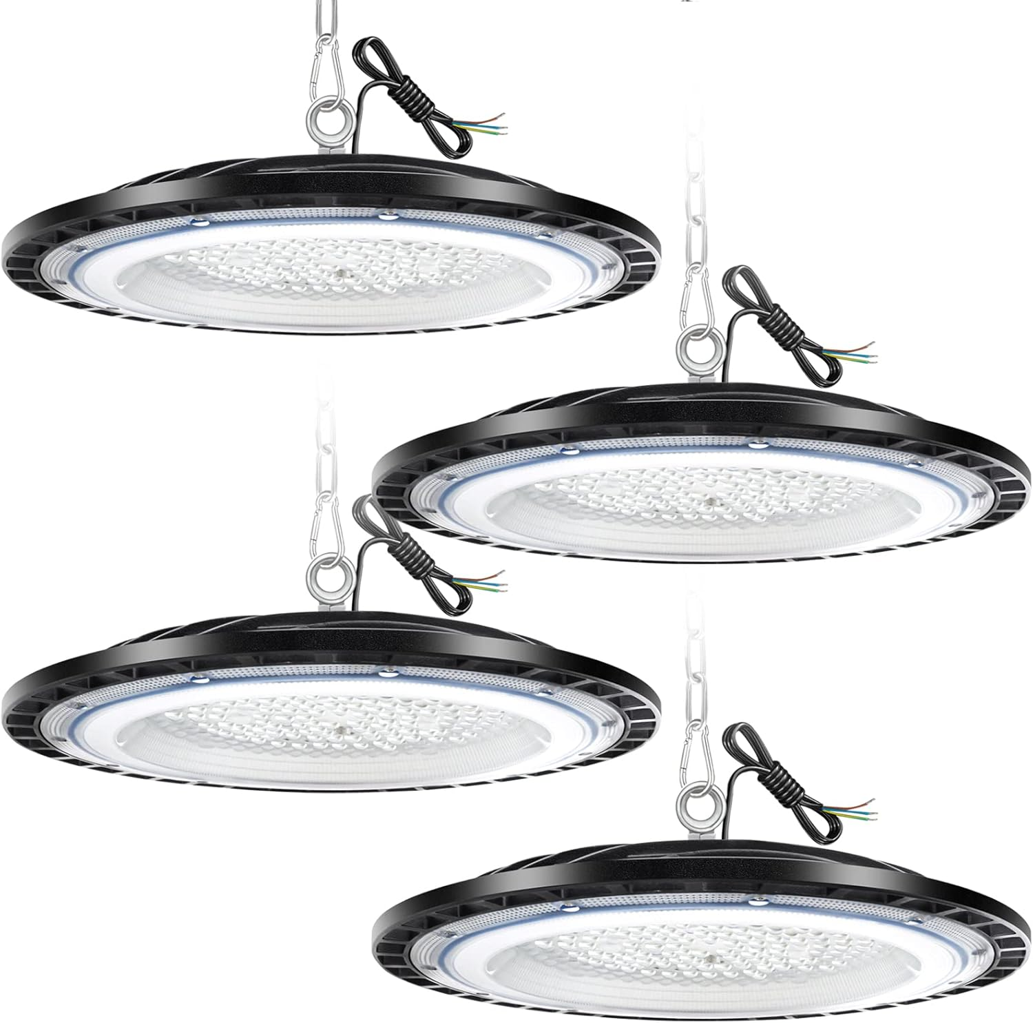 4Pack 100W High Bay LED Shop Light Super Bright 6500K AC220V-240V LED High Bay Light with Cable LED UFO Lights Commercial Lighting Fixture for Warehouse Workshop Garage Factory(Without Plug) image number 4