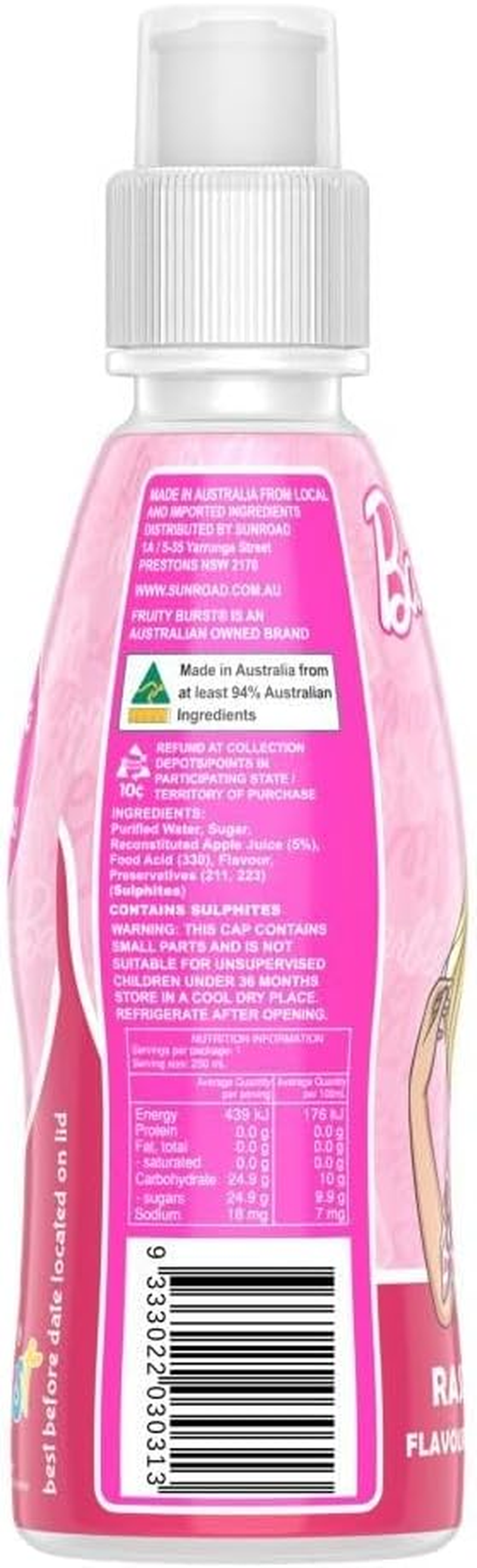 Fruity Burst, 24 X 250 Ml, Barbie Raspberry Kid'S Fruit Drink image number 1