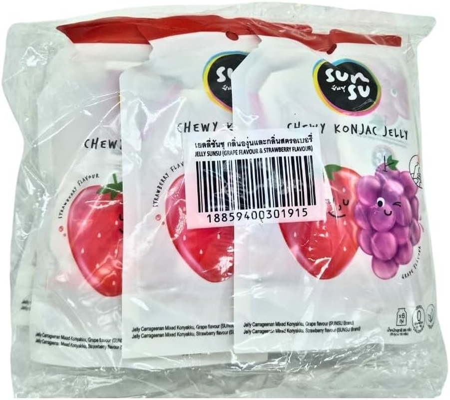 Sunsu Chewy Jelly Grape & Strawberry Flavour 96G*6 (6 Pack) image number 2