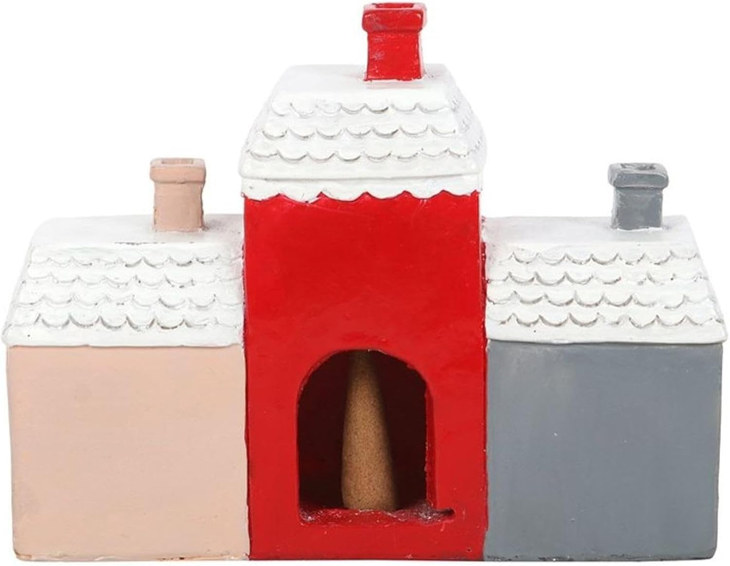 Cabin Incense Burner - Resin House Incense Holder,Winter Log Cabin Incense Burner, Resin Incense Burner, Red House Christmas, Cute, Festive Decor image number 4