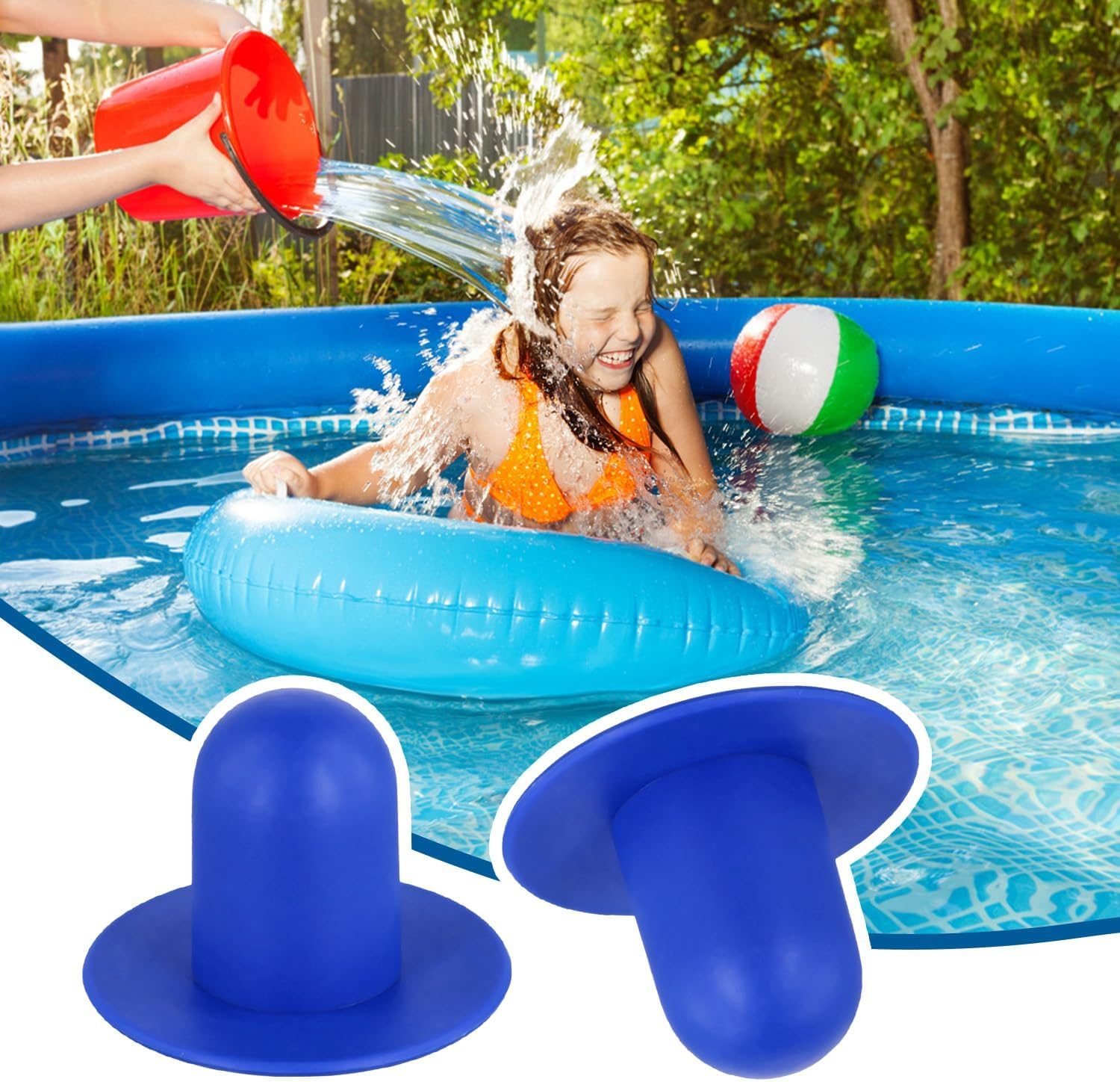 6Pcs Pool Plugs for above Ground Pool, Rubber Pump Filter Hole Stopper Plugs Swimming Pools Wall Plug Replacement for Intex (Blue)