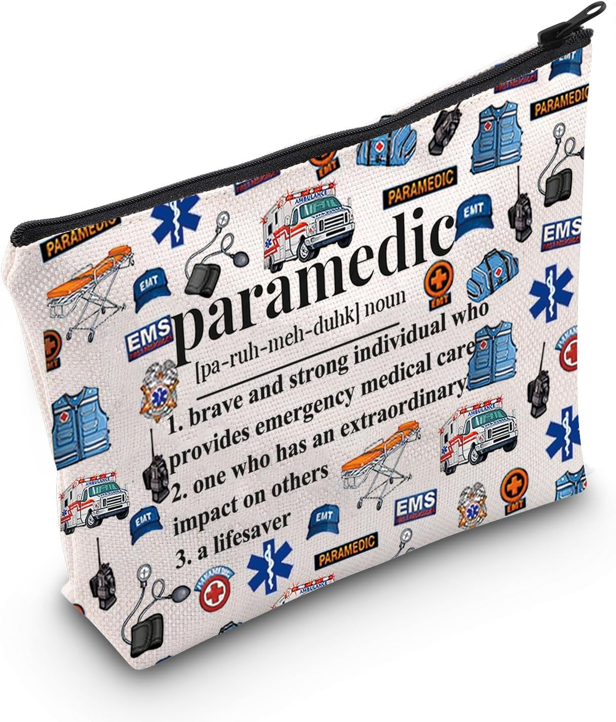 JNIAP Paramedic Makeup Bag Emergency Medical Technician Gifts EMT Cosmetic Bag Paramedic Gifts EMT Zipper Pouch (Paramedic Noun) image number 1