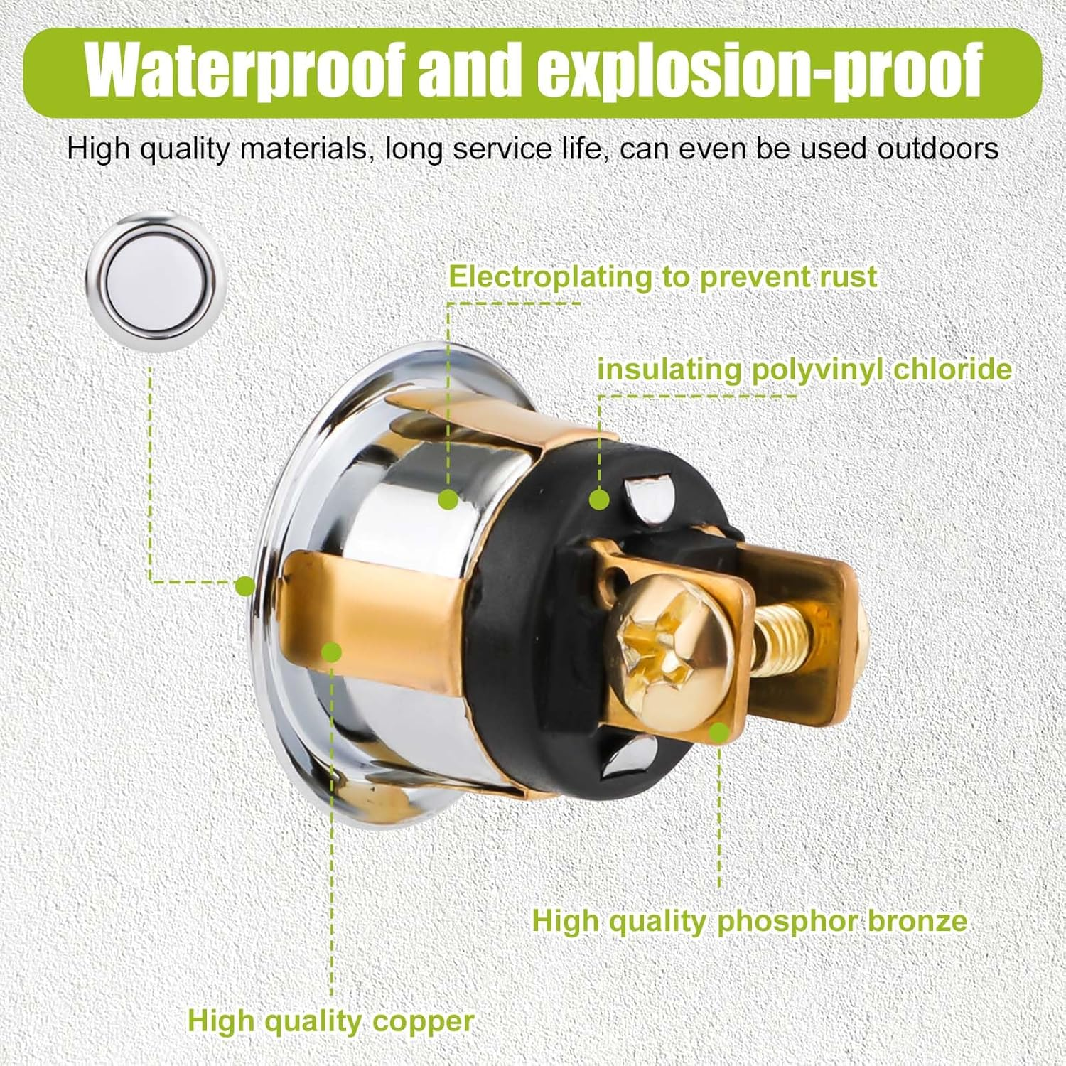 Metal Lighted Doorbell Push Button, round Led Lighted Door Bell Button with Screws Wall Mounted Doorbell Switch Doorbell Button Replacement for Most Doorbell Door Chime