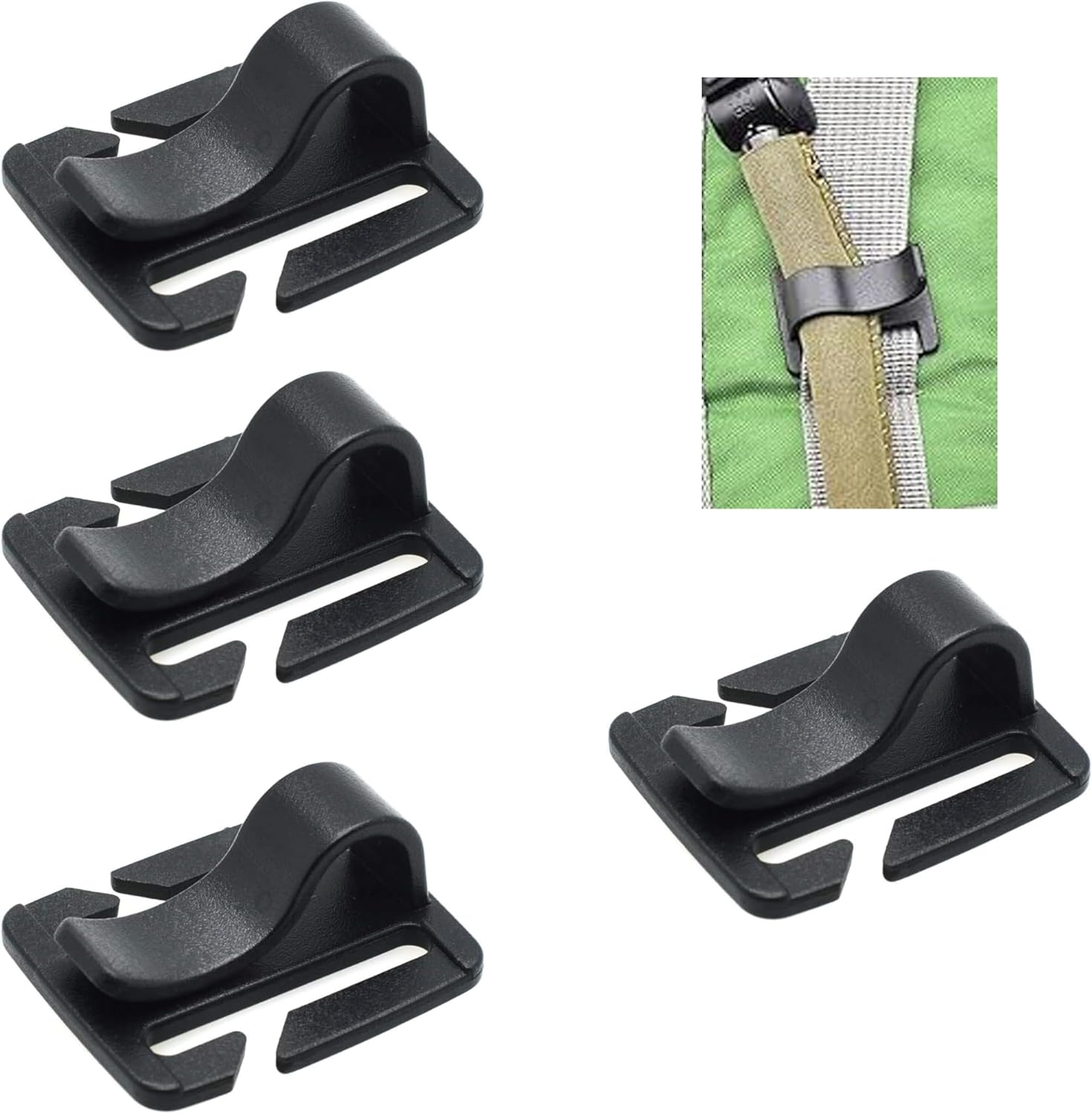 4-Pack Black Water Bladder Tube Clips,Plastic Sternum Strap Tube Pipe Clip for Universal Hydration Pack Beverage Tube Clip Outdoor Backpack Water Bladder Hose Hose Clip Camping and Hiking image number 4