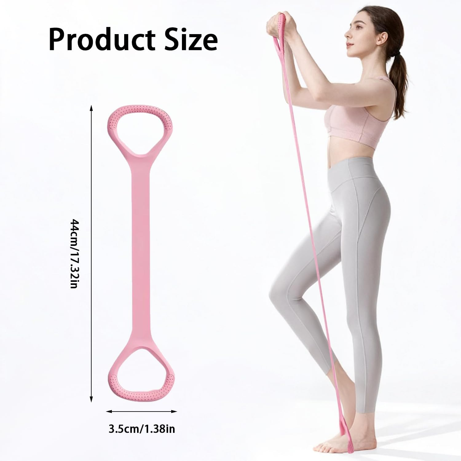 3Pcs 8-Shaped Resistance Bands with Handles, Portable Exercise Bands,Stretch Bands, Open Back Body Shaping, Length 44Cm(Light Pink/Purple/Blue) image number 3