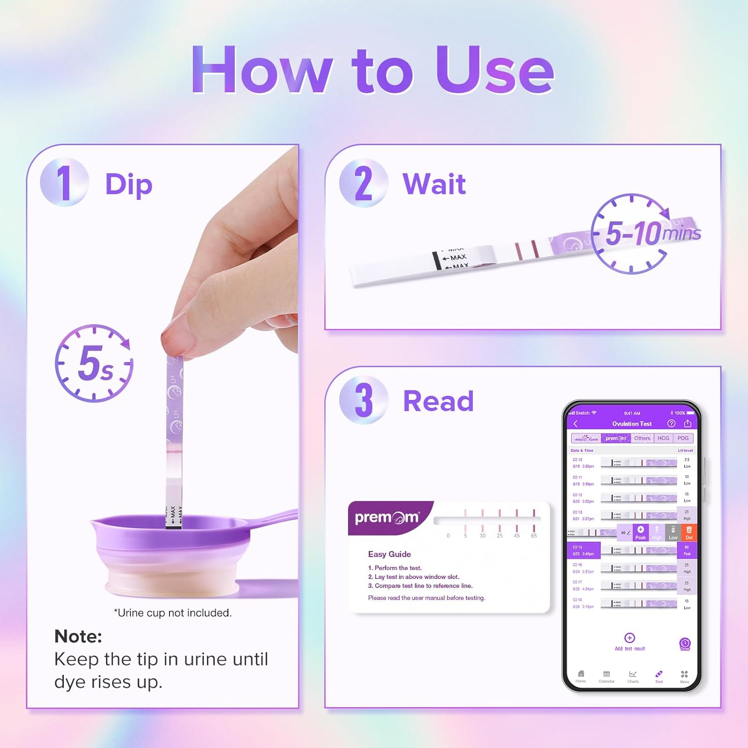 Premom Quantitative Ovulation Test Dip Card, Ovulation Predictor Kit with Digital Ovulation Reader APP, Numerical Ovulation Tests, 20 LH Tests