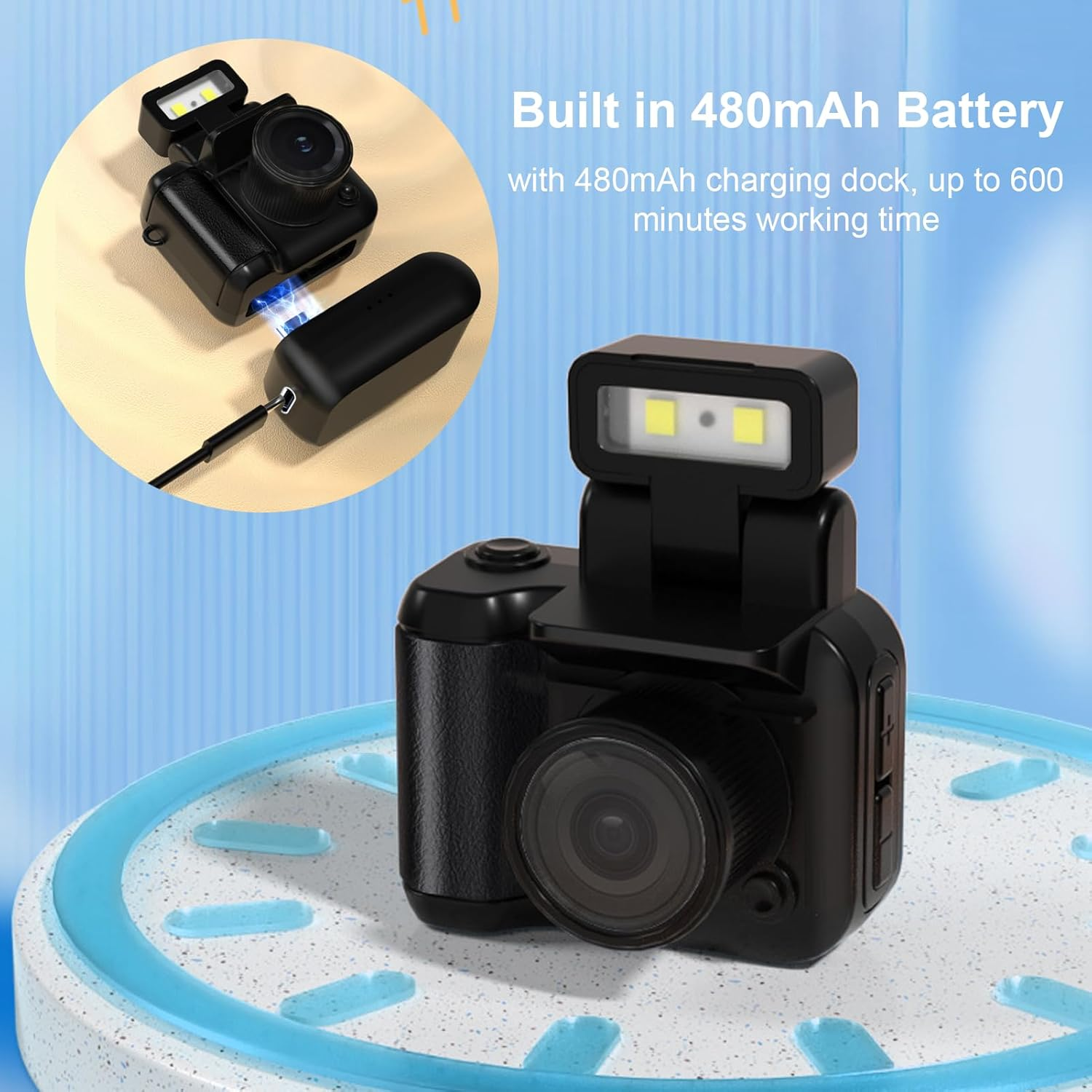 Mini Keychain Camera, 1080P 2MP Small Thumb Sized Camera Keychain with Charger Station, Tiny Video Camcorder, with LED Flash image number 5