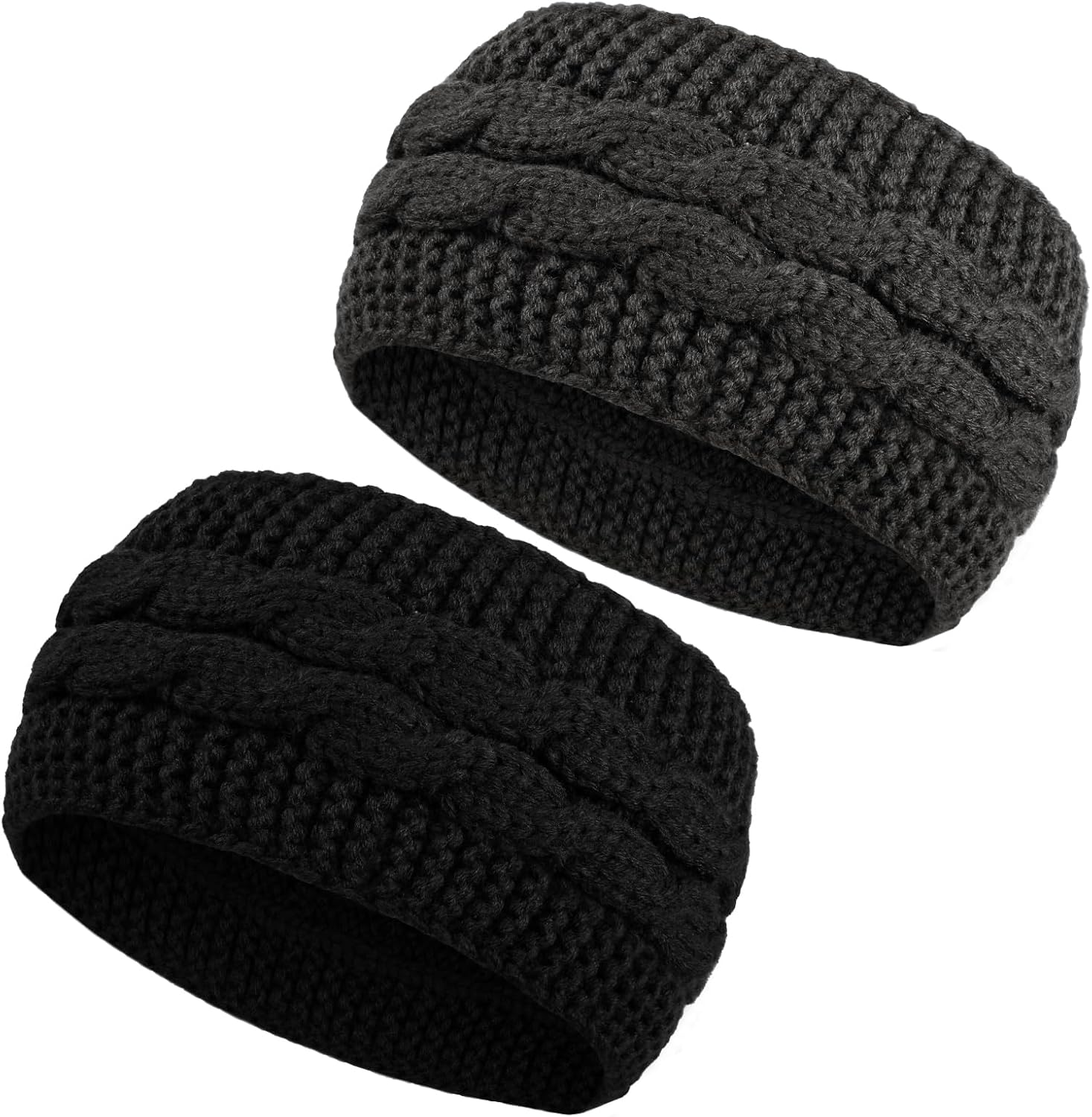 Pack of 2 Women'S Winter Headbands, Knitted Hair Band, Ear Warmers, Girls, Women, Elastic, Wide, Warm, Winter Crocheted Hair Bands, Thick Headband, Hair Accessories, Headband image number 6