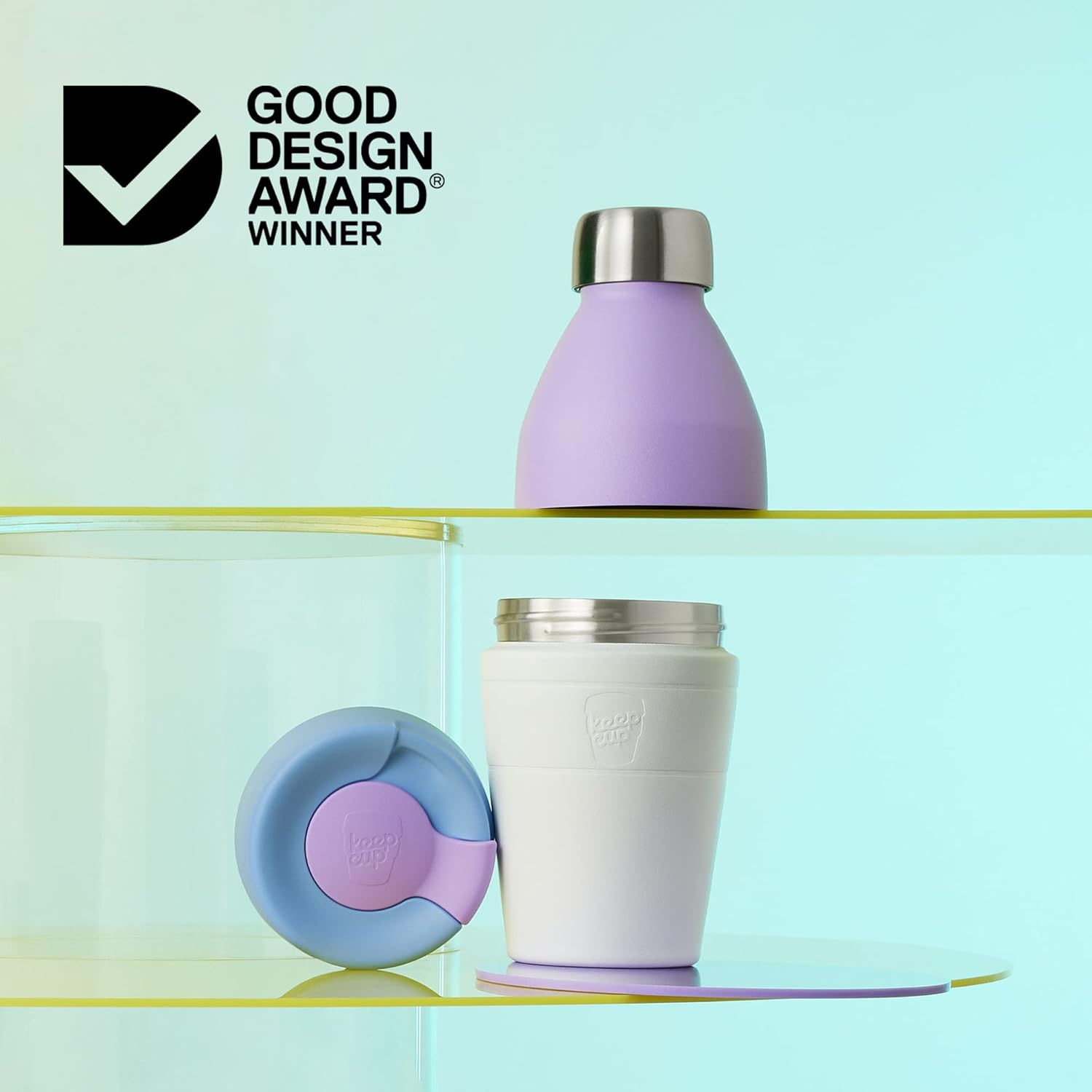 Keepcup Cup-To-Bottle Kit, 2 in 1 Reusable Water Bottle and Travel Mug, Insulated Stainless Steel Dual Opening with Leakproof Sipper Lid - 420Ml Bottle to 8Oz Cup - Nitro Gloss image number 2