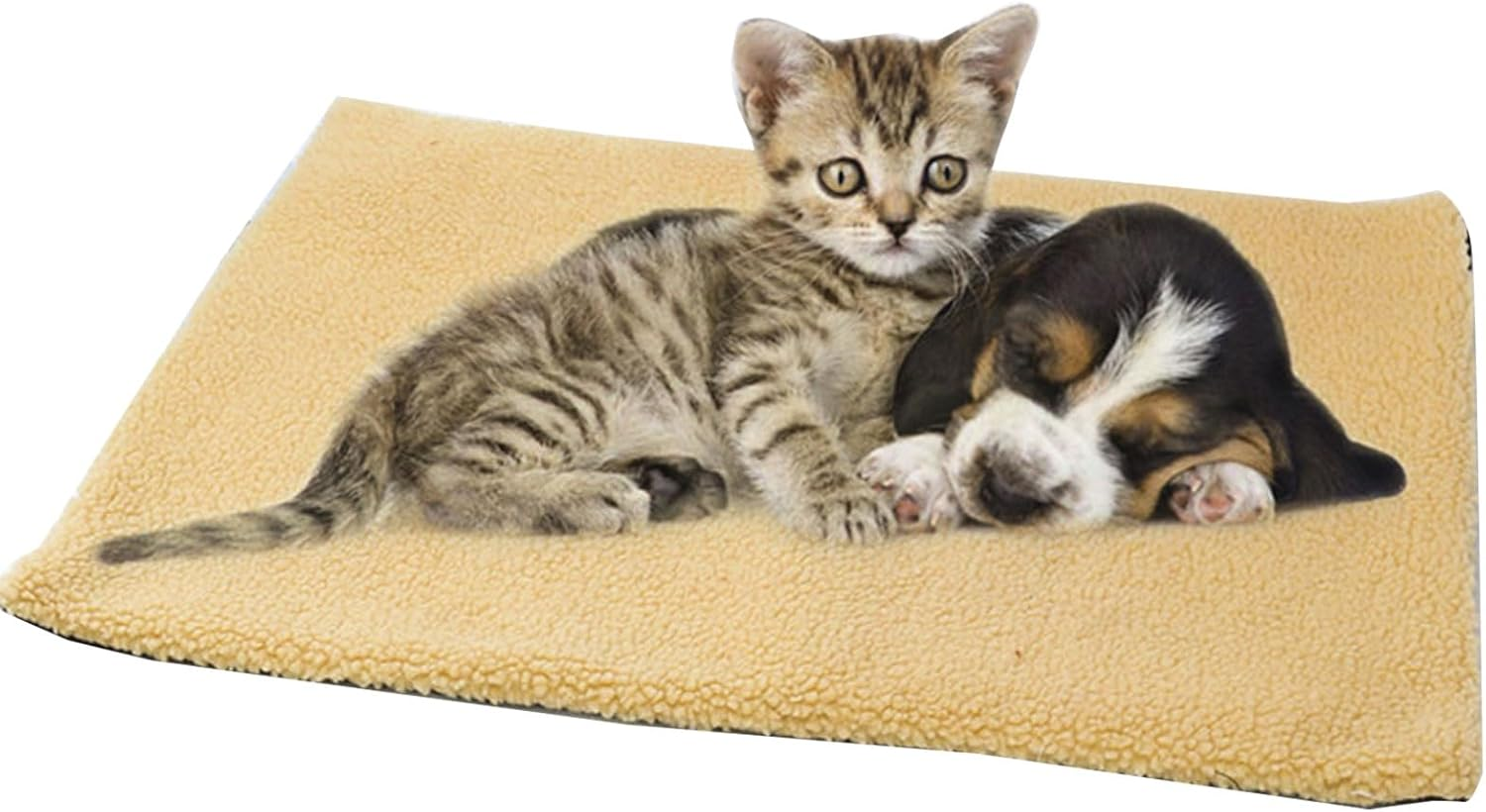 Self-Heating Cat Blanket, Self-Heating Blanket for Cats and Dogs, Electric Blanket Cat, Self-Warming Cat Blanket 60 X 45 Cm, Heat Blanket for Cats and Dogs, Washable (Beige Colour)