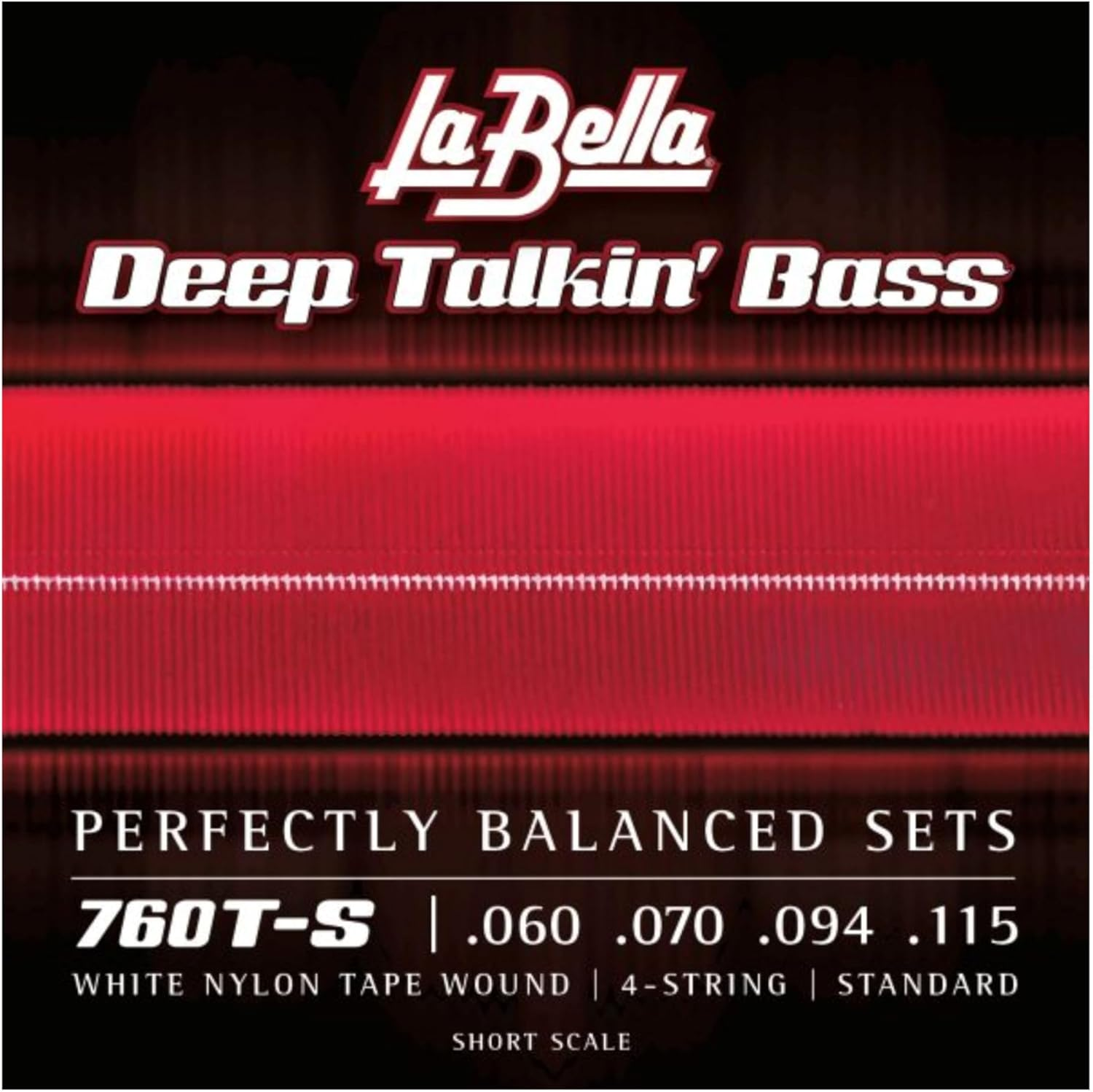 La Bella 760T-S Deep Talkin Brass White Nylon Tape Wound 4- String Short Scale 60-115