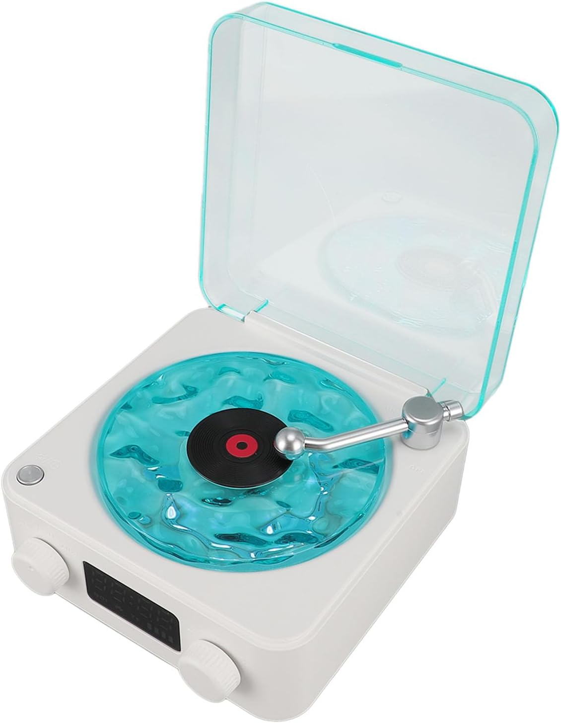 2024 Aqua Speaker, Record Player, Waves Record Player, Stylish Speaker with Night Light and Time Display, 3 in 1 Multifunction Small Stereo Speaker (White)