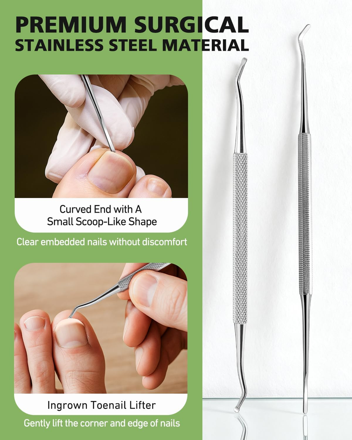 BALUCA 7-Piece Ingrown Toenail Removal Kit &ndash; Professional Stainless Steel Toenail Cleaner Tool & Ingrown Toenail File for Pain-Free At-Home Pedicure & Nail Correction image number 3