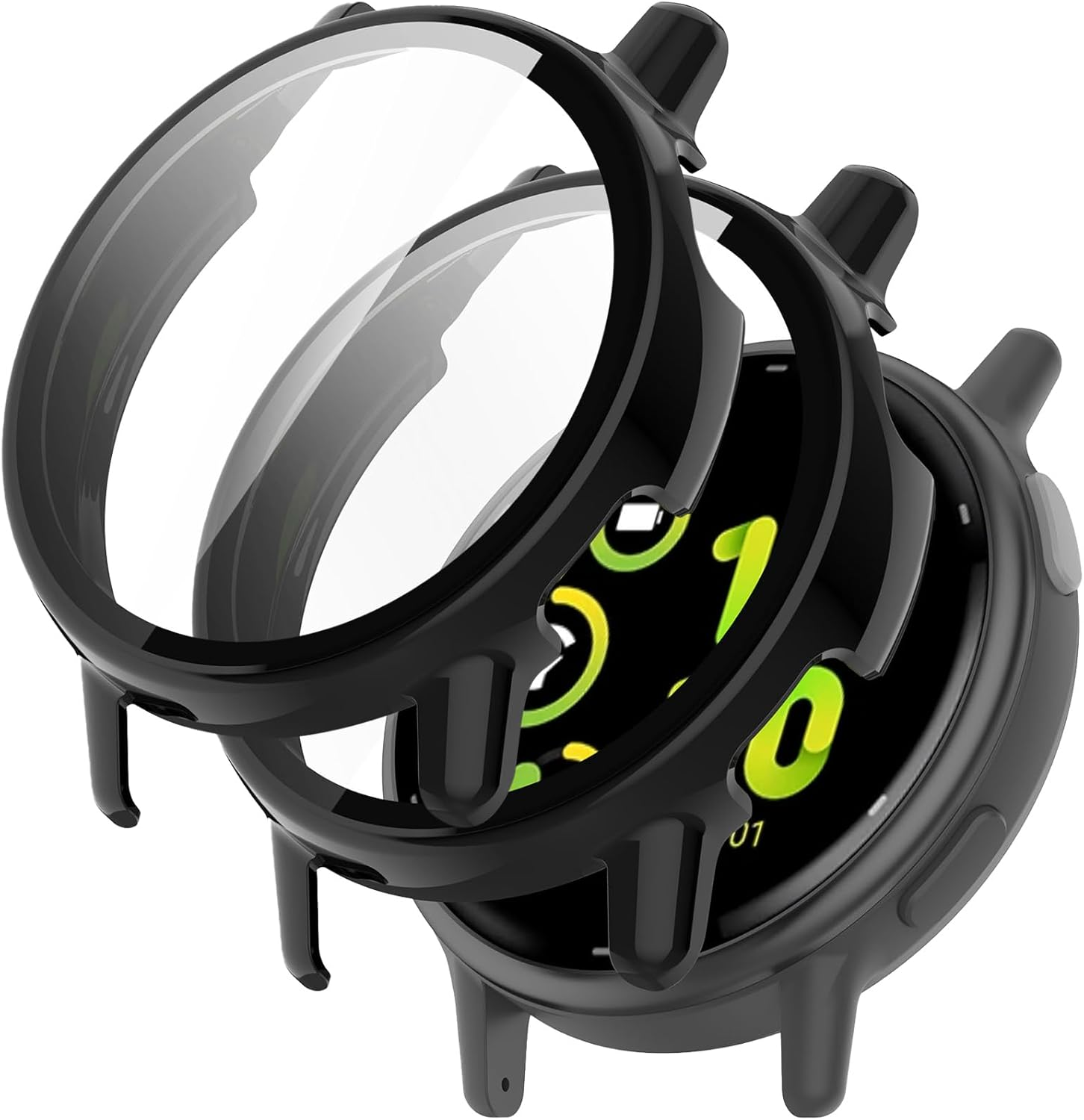 [2 Pack] T Tersely Tempered Glass Screen Protector Case for Garmin Vivoactive 5,Full Cover Hard PC Slim Scratch Resistant Bumper Protective with Tempered Glass Screen Protector for Vivoactive 5 (Black+Black)