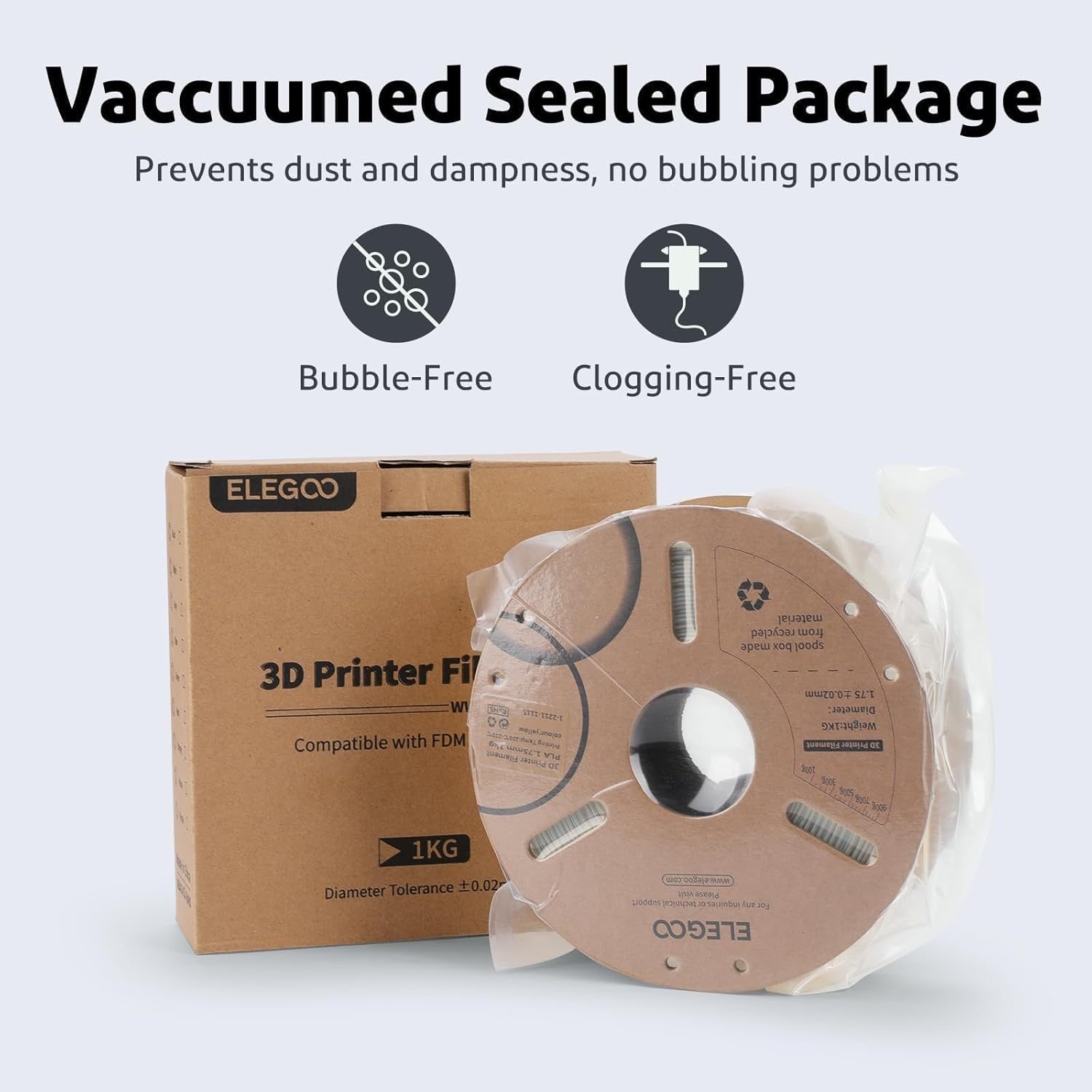 ELEGOO PLA plus Filament 1.75Mm Black 4KG, PLA+ Tougher and Stronger 3D Printer Filament Pro Dimensional Accuracy +/- 0.02Mm, 4 Pack 1Kg Spool(2.2Lbs) Fits for Most FDM 3D Printers image number 2