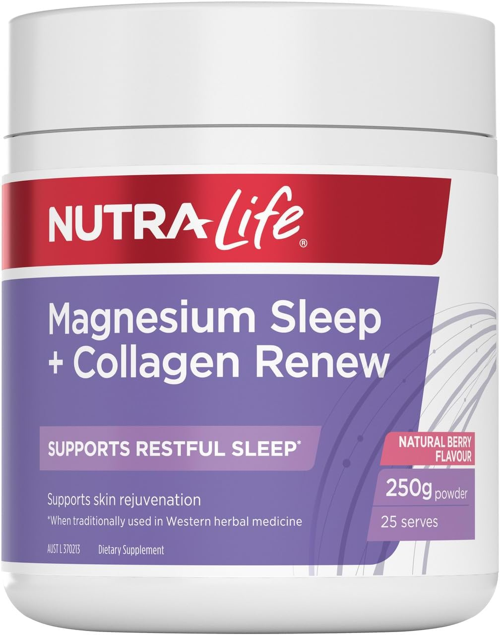 Nutralife-Magnesium Sleep + Collagen Renew Natural Berry Flavoured Powder 250G image number 1