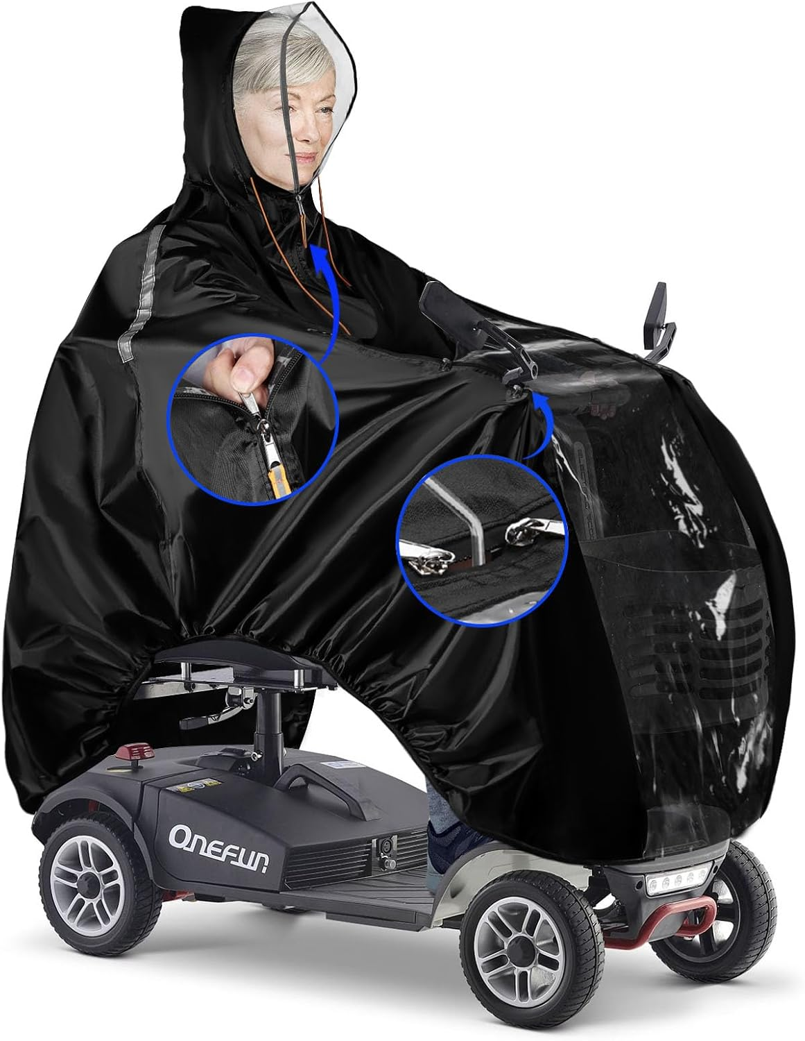 Electric Vehicle Rain Cover, Mobility Scooter Cover Waterproof Outdoor, Wheelchair Poncho, Electric Armchair Poncho Mobility Scooter Rain Cover Waterproof Rain Cape Rainsuit Cycling Rain Jacket image number 5
