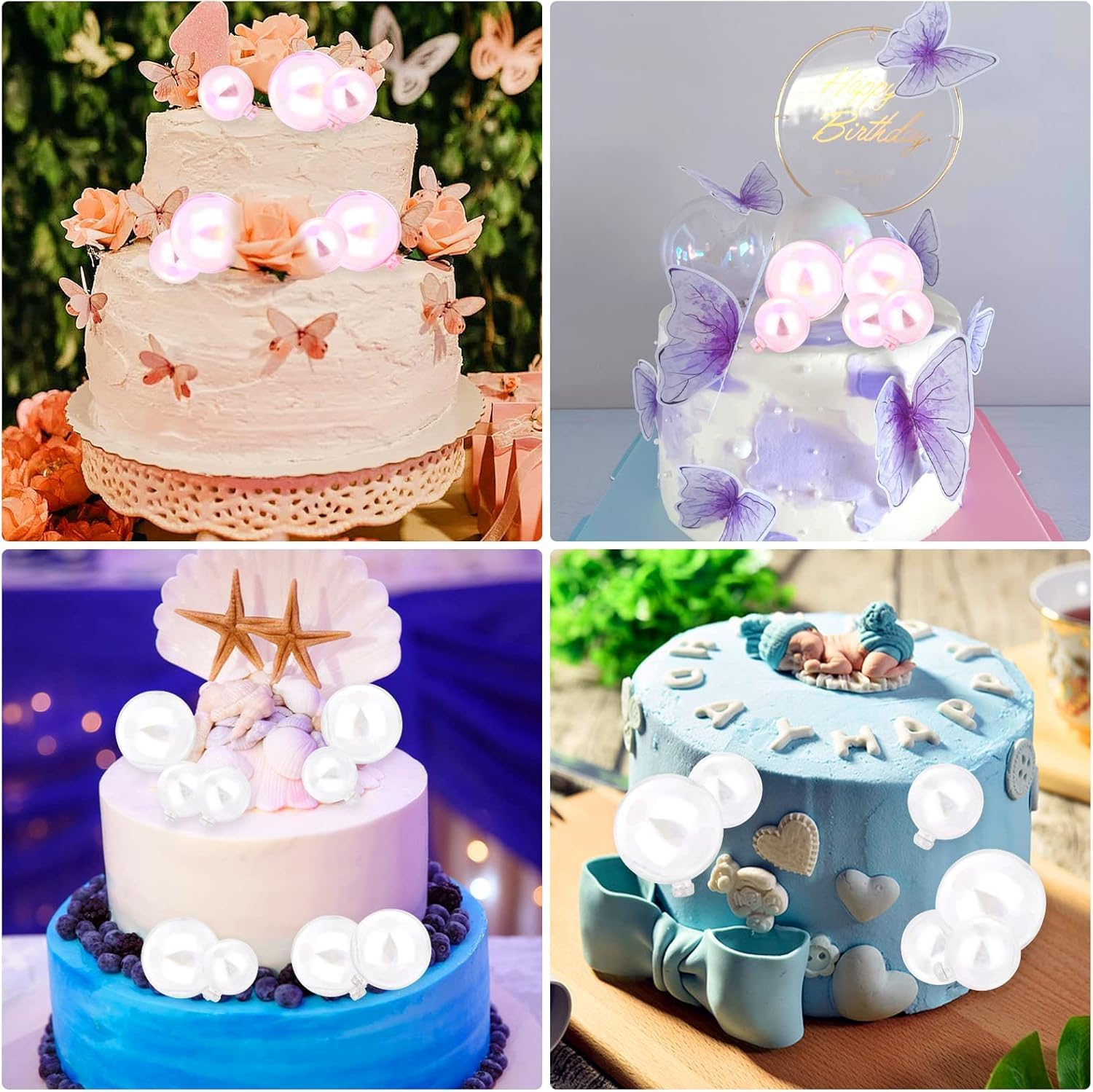 Mini Bubble Balls Cake Topper, 32Pcs Plastic Ball Cake Toppers Mini Balloon Pearl Balls Cake Insert Cupcake Toppers,Mini Bubble Balls Cake Topper,Bubble Balls Cake Toppers Mini Balloon Cake Toppers image number 5