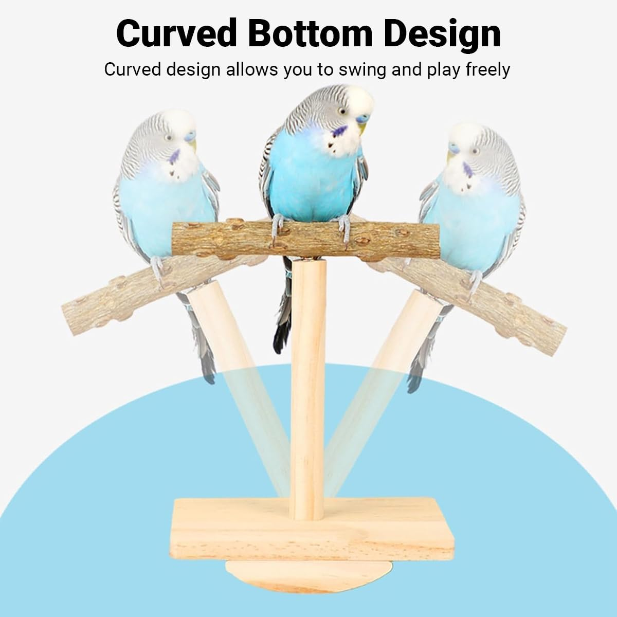 AIMALL Parrot Zanthoxylum Wooden Bird Platform Rack Grinding Claw Stick Natural Wood Perch Shake Music Toy Durable 4.72In X 3.14In X 5.51In for Xuanfeng Tiger Skin Peony Budgie Cockatiel Rest Play Bit image number 5