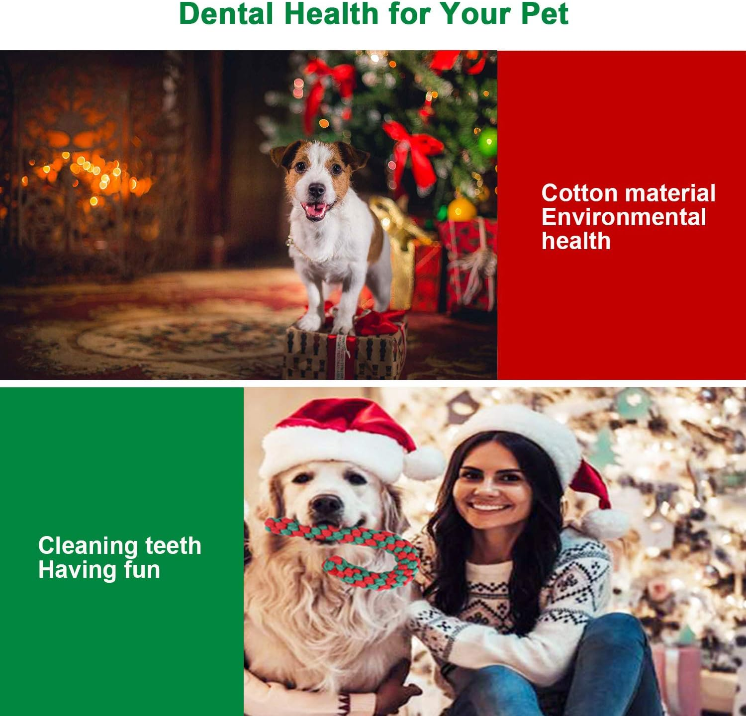 Christmas Stocking Toy，2 Pack Christmas Dog Rope Toy Gift Set Candy Cane Rope Toy Cotton Chew Toy for Puppy Medium and Largr Dogs Teething Cleaning and Training