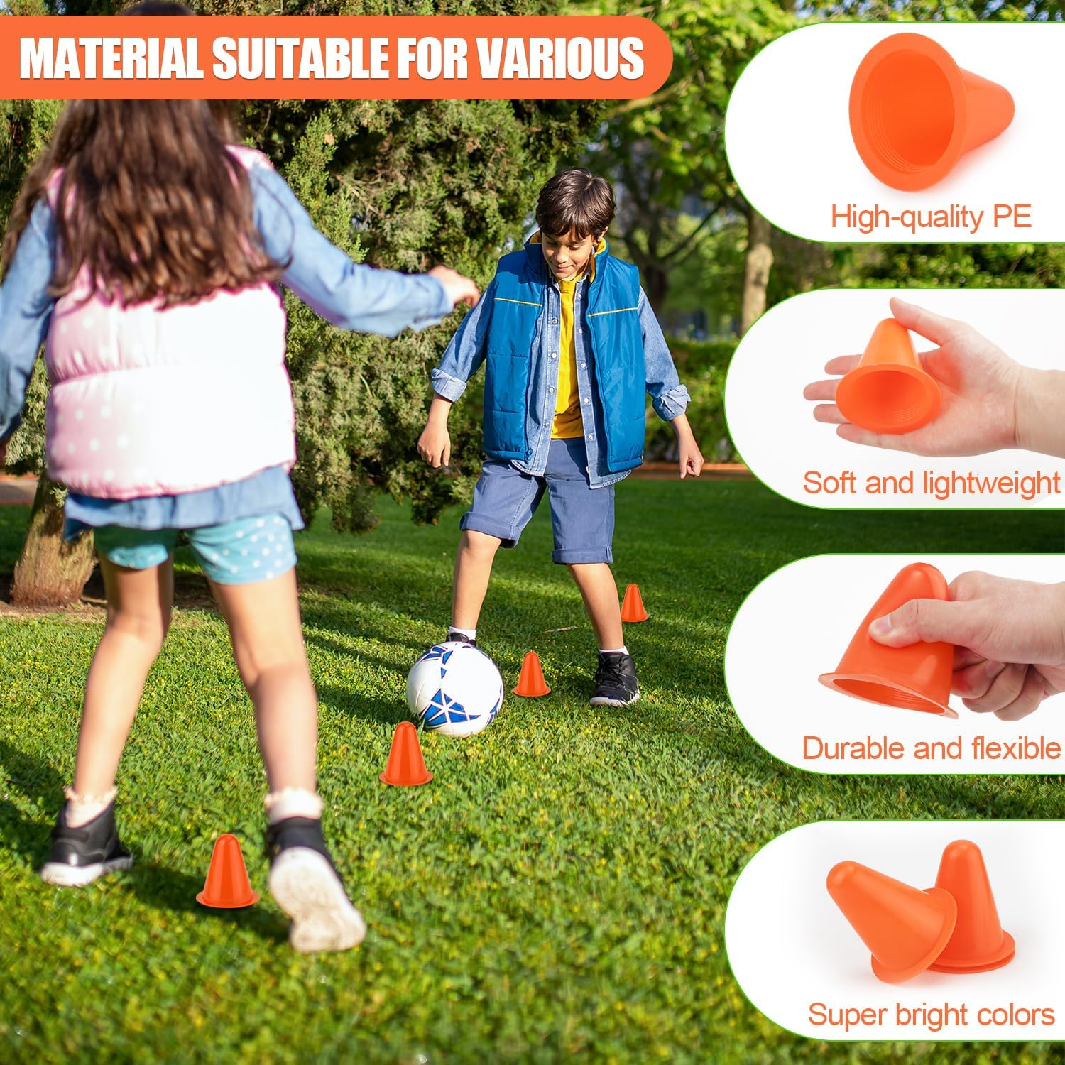 XIHIRCD 20Pcs Soccer Cones, 3.15 Inch Mini Practice Cones Sports Cones Field Markers Cones Basketball Cones Training Cones for Outdoor Indoor Basketball Football Footwork Training - Orange image number 6