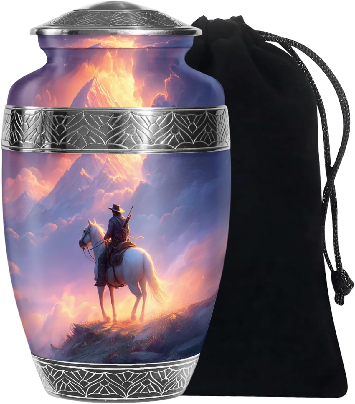 Cowboys Urns for Human Ashes Adult Female and Male, Decorative Cremation Urns for Human Ashes, (Classic Large, 10 Inch)