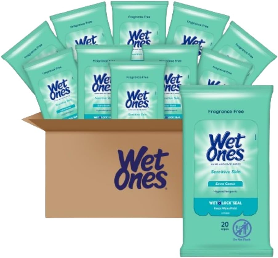 Wet Ones Hand Wipes for Sensitive Skin, 20 Count (Pack of 30)