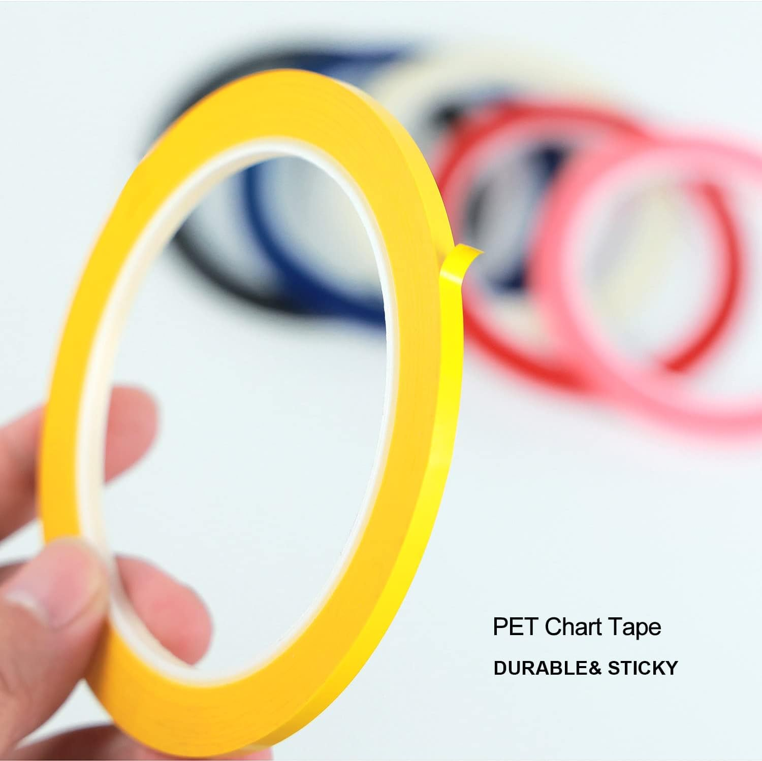 10 Rolls 1/8" Whiteboard Tape 6 Colors Pinstripe Tape Self-Adhesive Dry Erase Board Art Tapes, 131 Feet per Roll