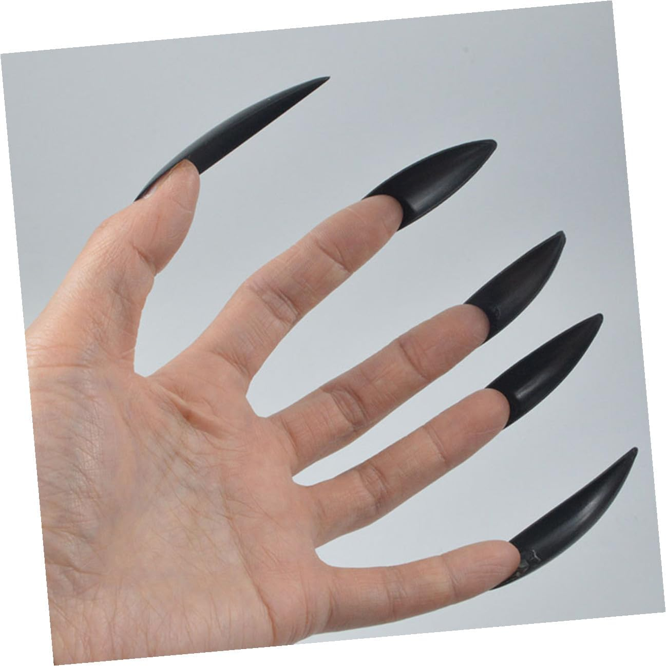 Vaguelly 10Pcs Black Plastic Fake Nails Gothic Press on Nails Women&rsquo;S Manicure Patches Removable Artificial for DIY Manicure Supplies image number 6