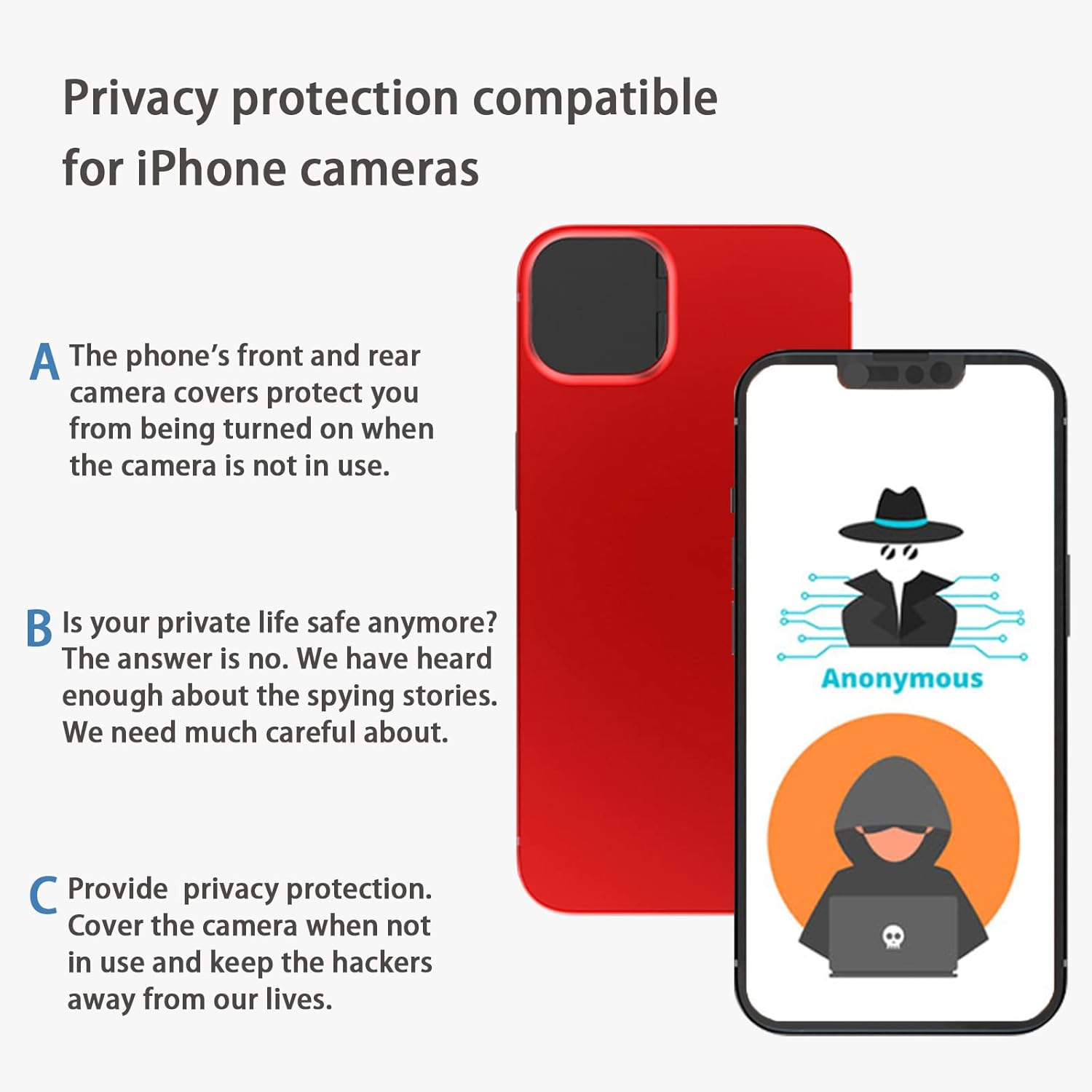 Privacy Cover Compatible for Iphone13 /Iphone 13 Mini with Iphone 13 Front Camera Cover,Protect Privacy and Security but Not Affect Facial Recognitionty but Not Affect Facial Recognition（2Pack） image number 1