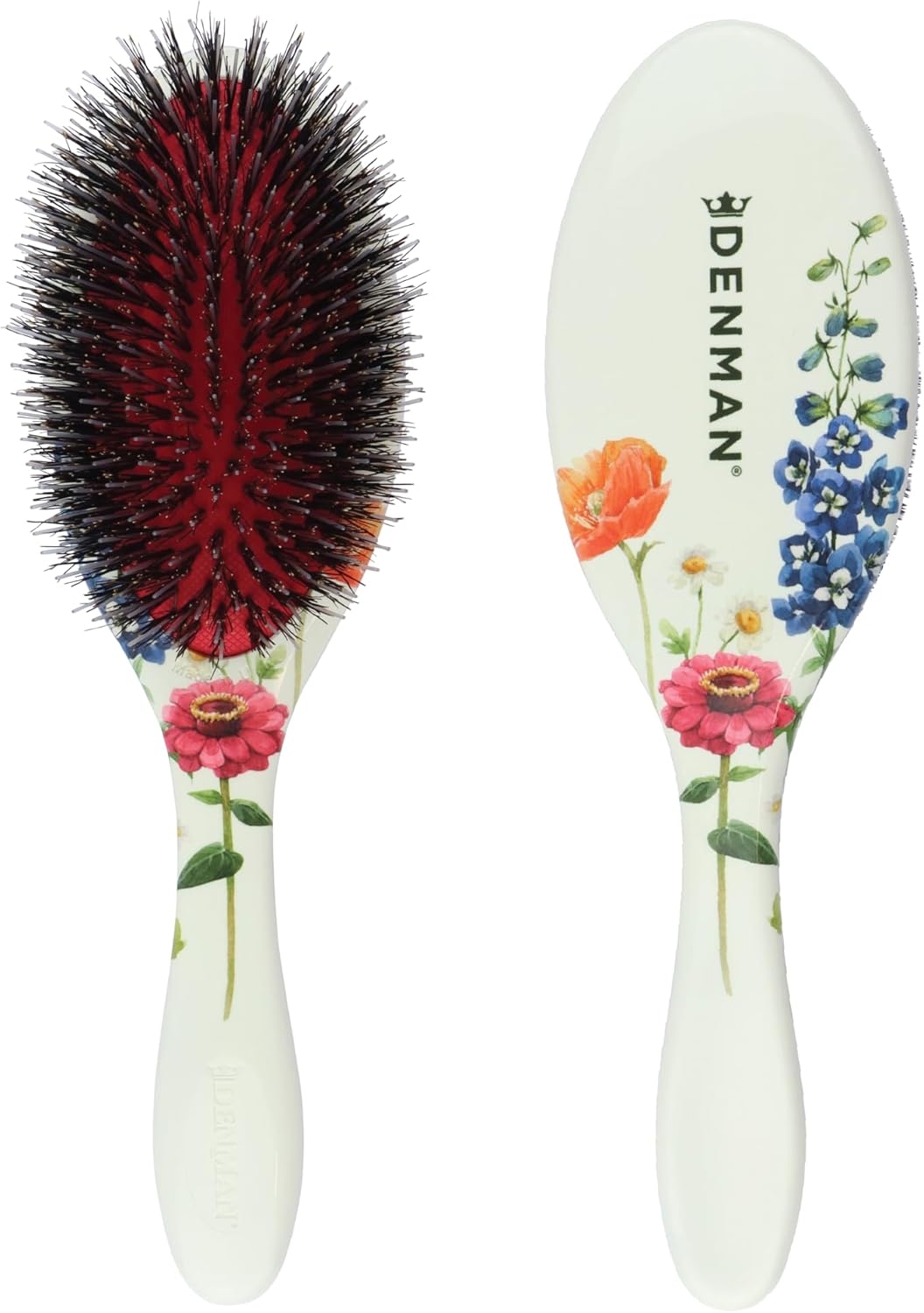 Denman Boar Bristle Hair Brush &ndash; Smoothing & Shine Enhancing for Slick Back Styles, Curl Defining & Detangling. D81M Floral Fantasy Hairbrush with Natural Bristles for All Hair Types for Women & Men image number 5